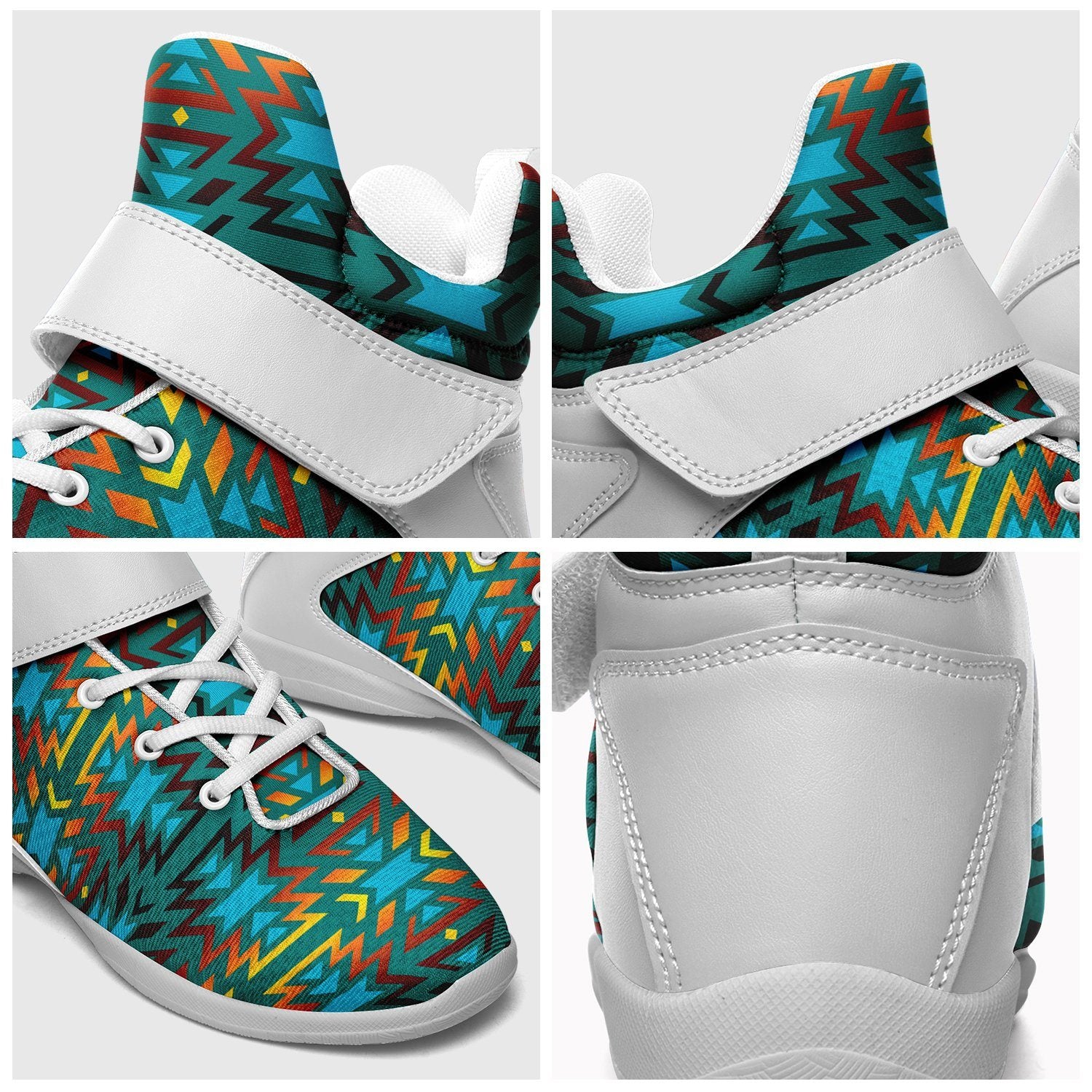 Fire Colors and Turquoise Teal Ipottaa Basketball / Sport High Top Shoes 49 Dzine