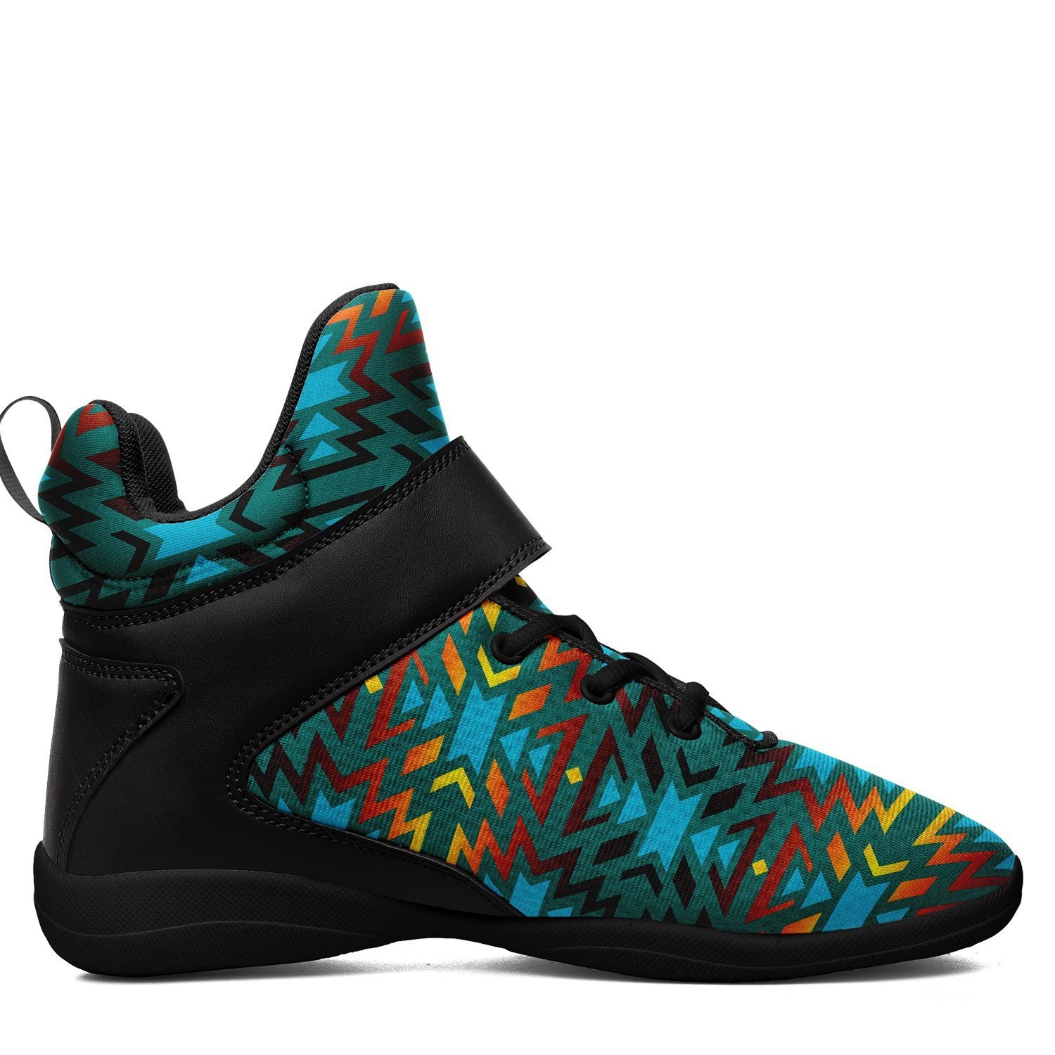 Fire Colors and Turquoise Teal Ipottaa Basketball / Sport High Top Shoes 49 Dzine