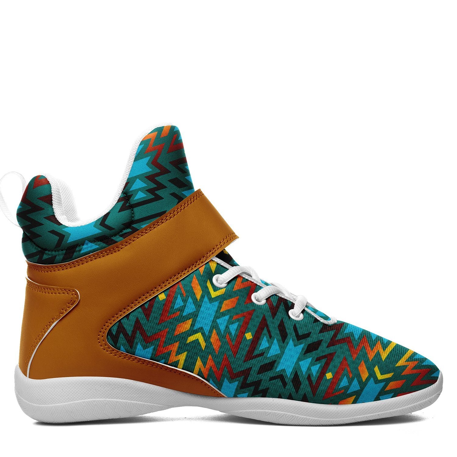 Fire Colors and Turquoise Teal Ipottaa Basketball / Sport High Top Shoes 49 Dzine