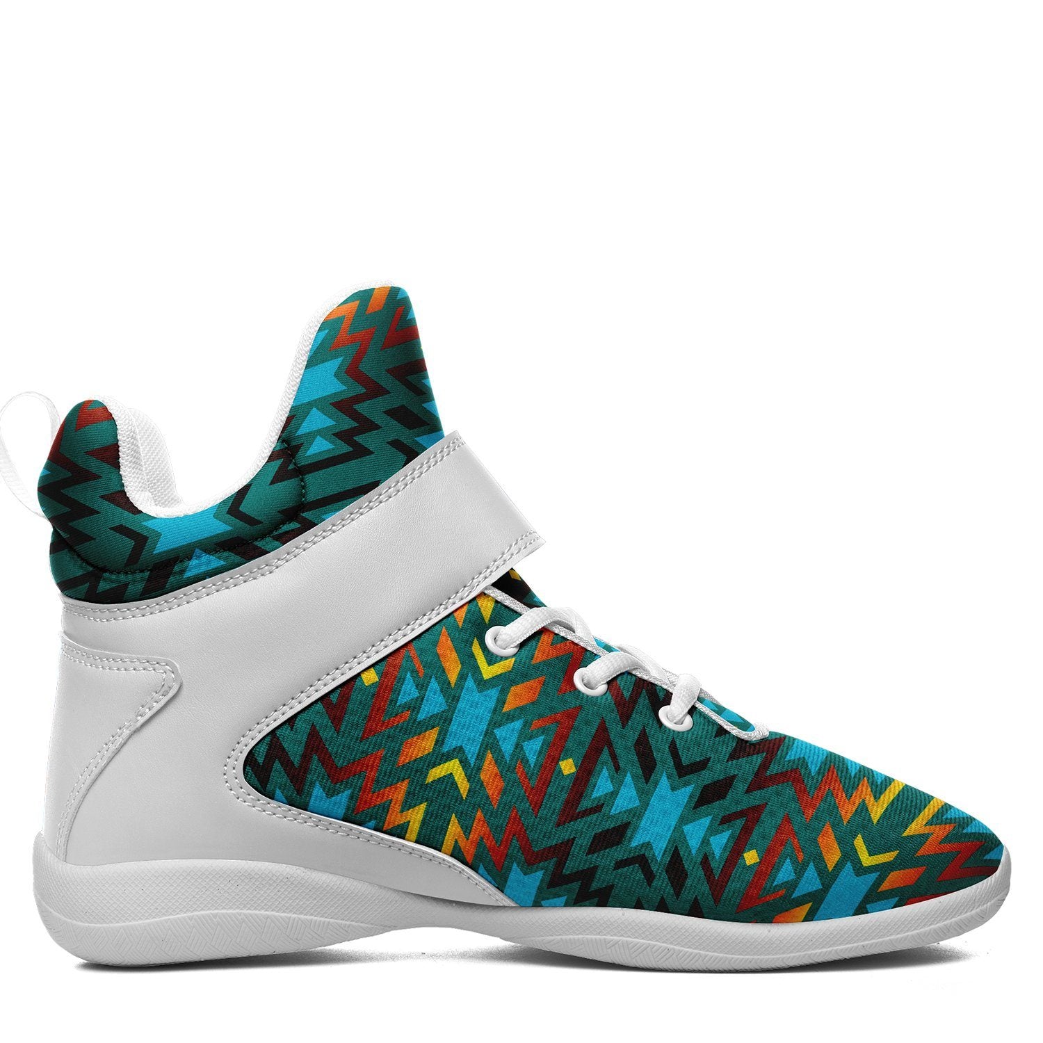 Fire Colors and Turquoise Teal Ipottaa Basketball / Sport High Top Shoes 49 Dzine