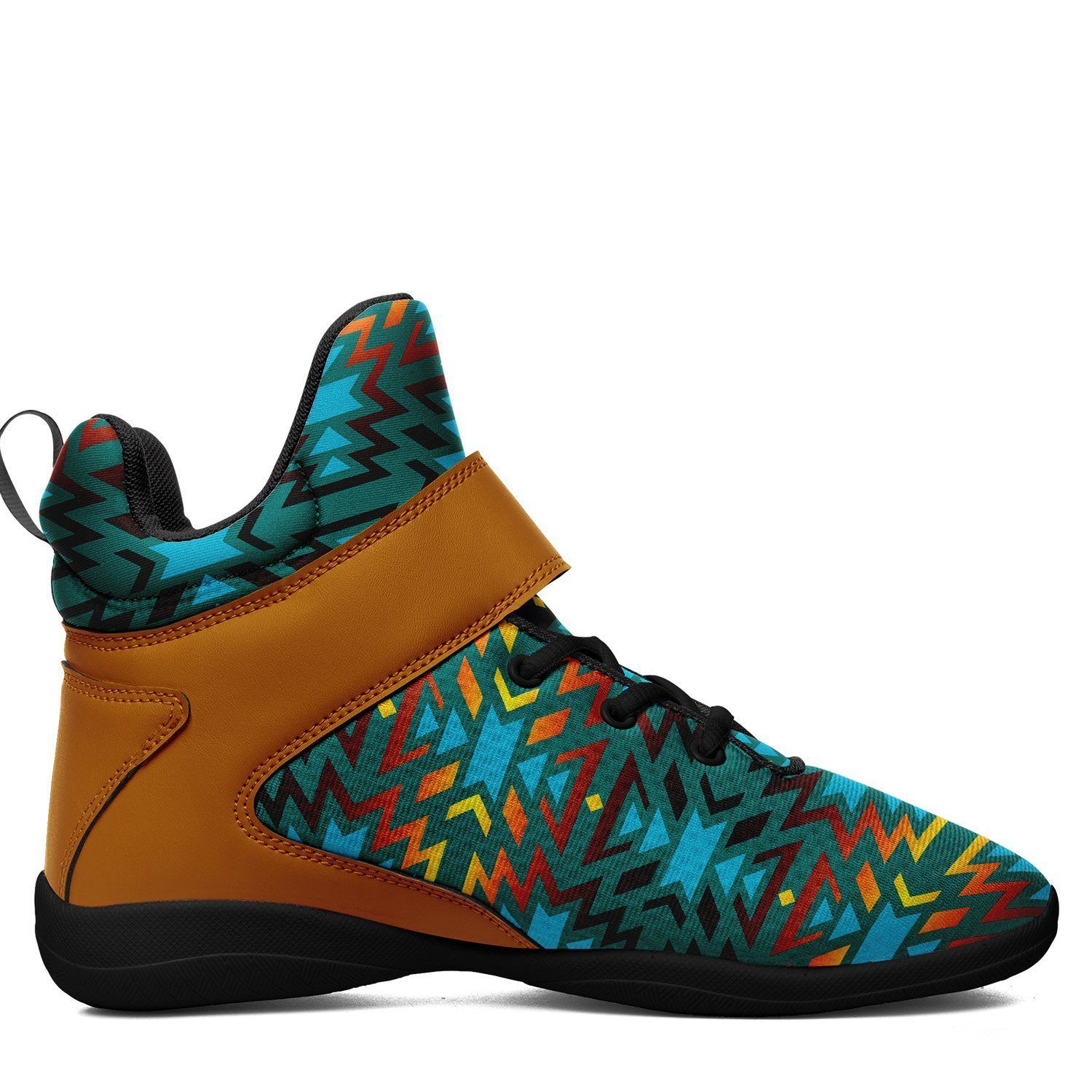 Fire Colors and Turquoise Teal Kid's Ipottaa Basketball / Sport High Top Shoes 49 Dzine