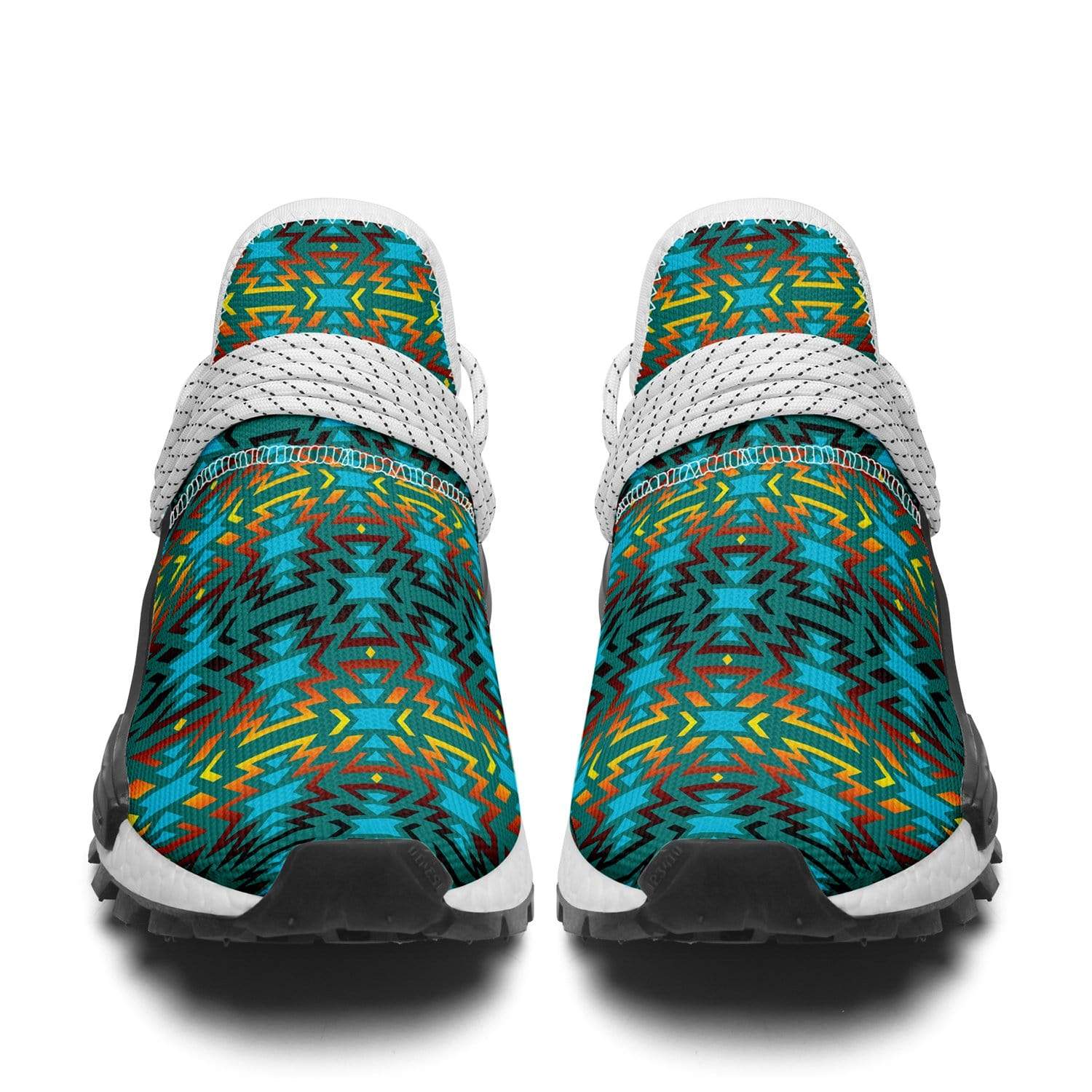 Fire Colors and Turquoise Teal Okaki Sneakers Shoes 49 Dzine