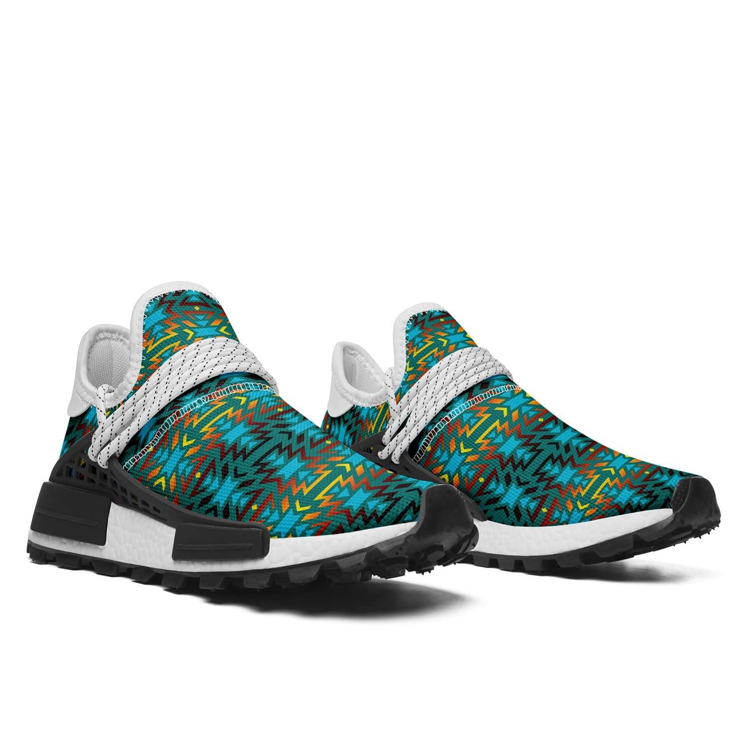 Fire Colors and Turquoise Teal Okaki Sneakers Shoes 49 Dzine