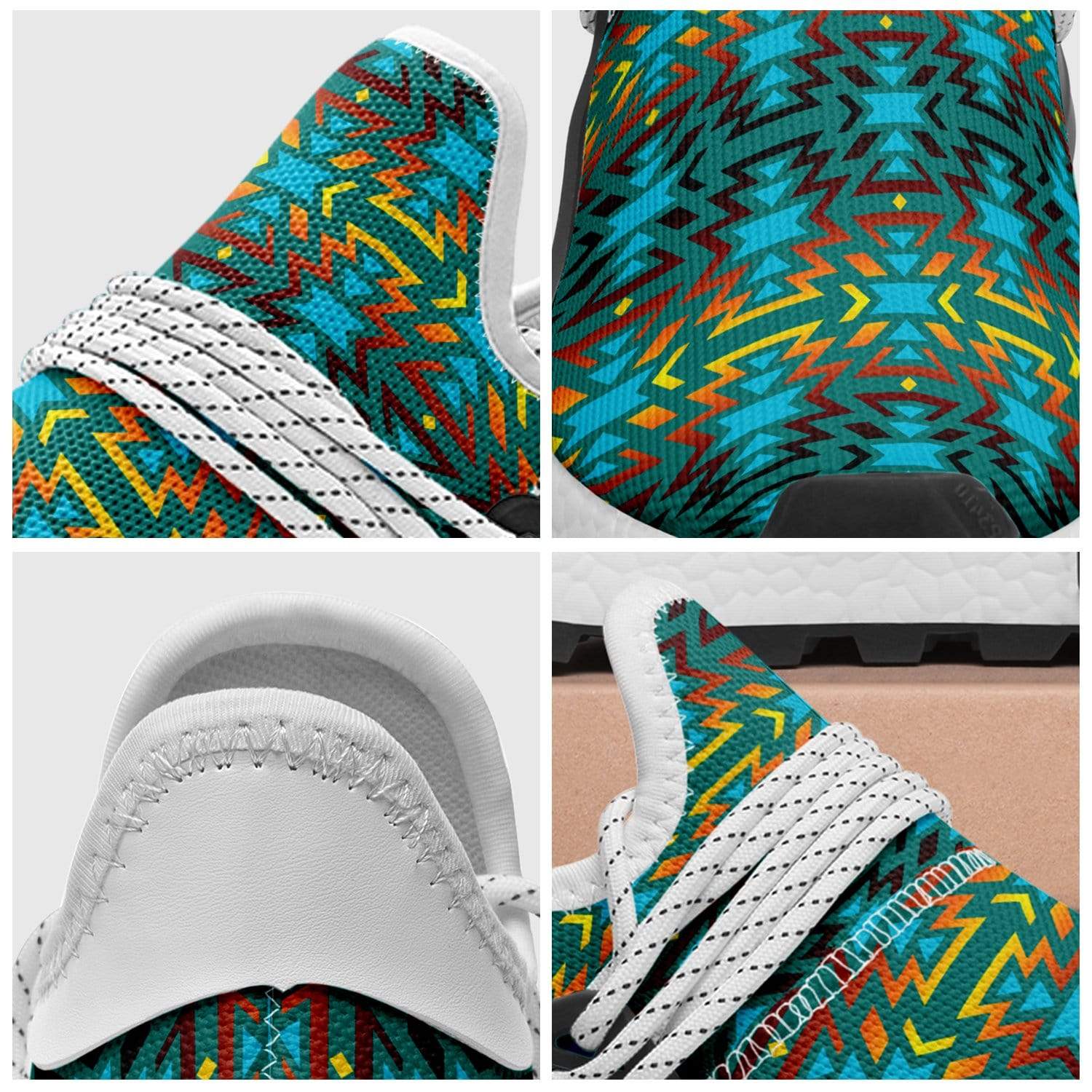 Fire Colors and Turquoise Teal Okaki Sneakers Shoes 49 Dzine