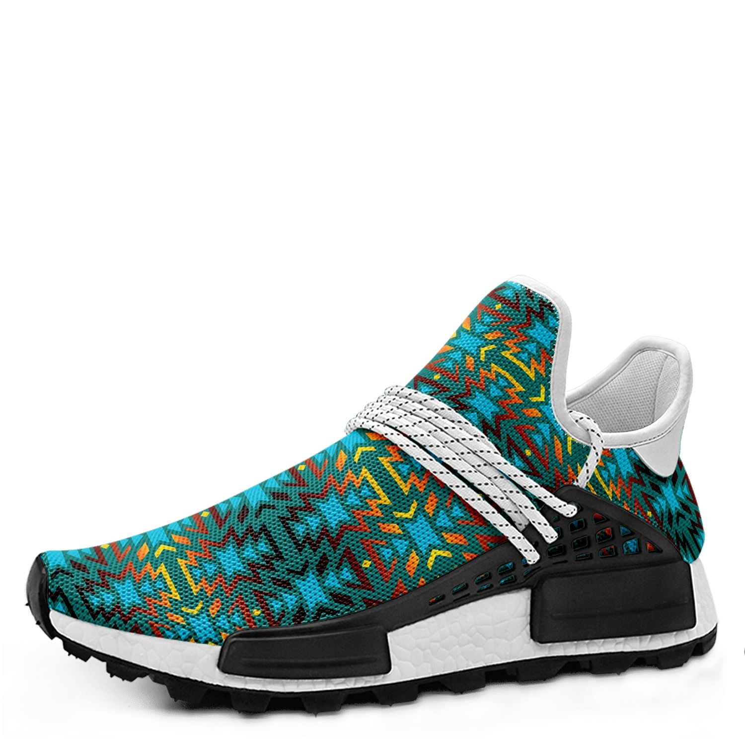 Fire Colors and Turquoise Teal Okaki Sneakers Shoes 49 Dzine