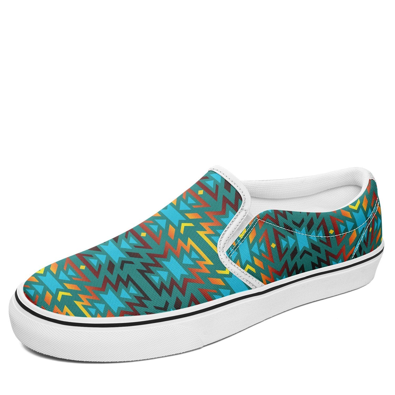 Fire Colors and Turquoise Teal Otoyimm Canvas Slip On Shoes 49 Dzine