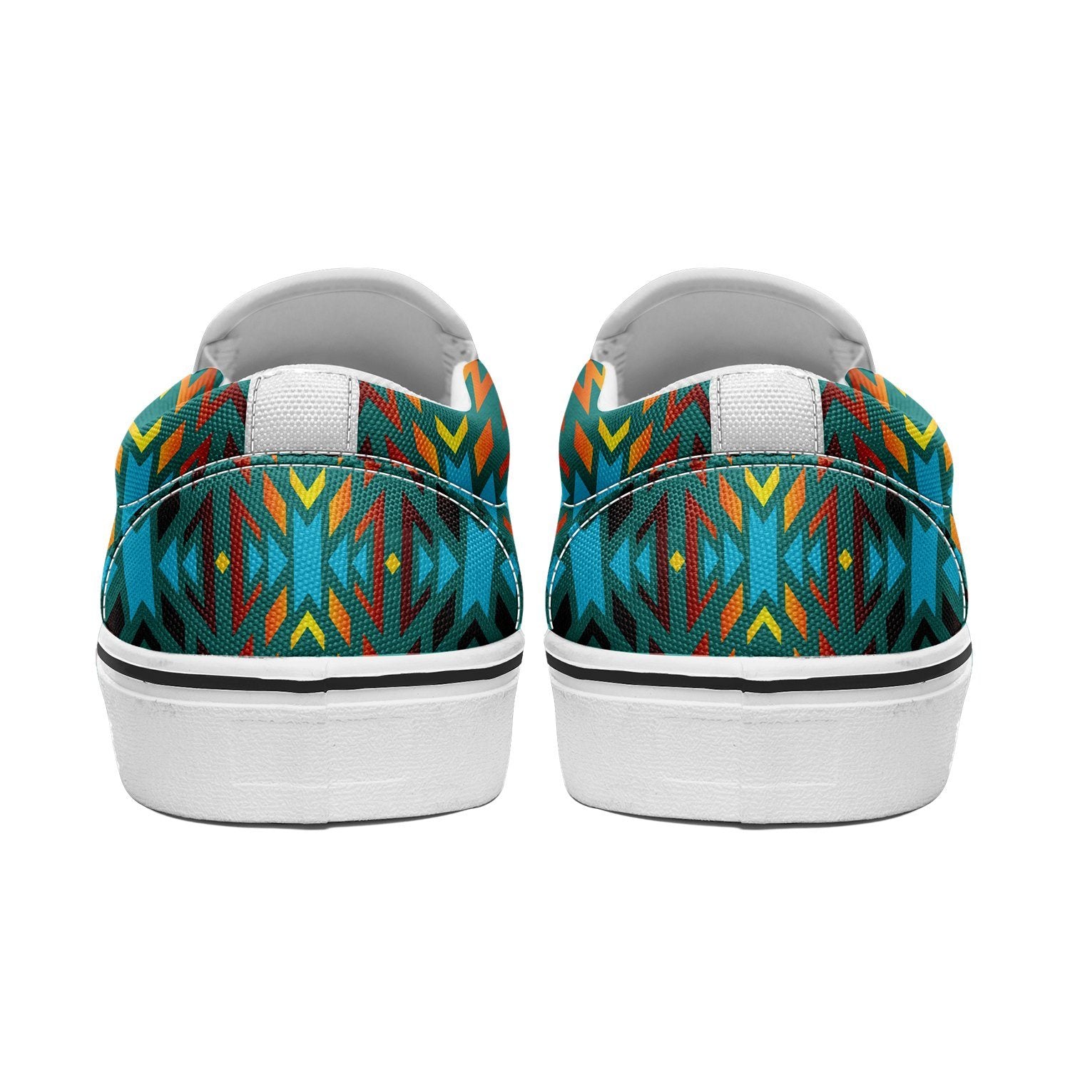 Fire Colors and Turquoise Teal Otoyimm Canvas Slip On Shoes 49 Dzine