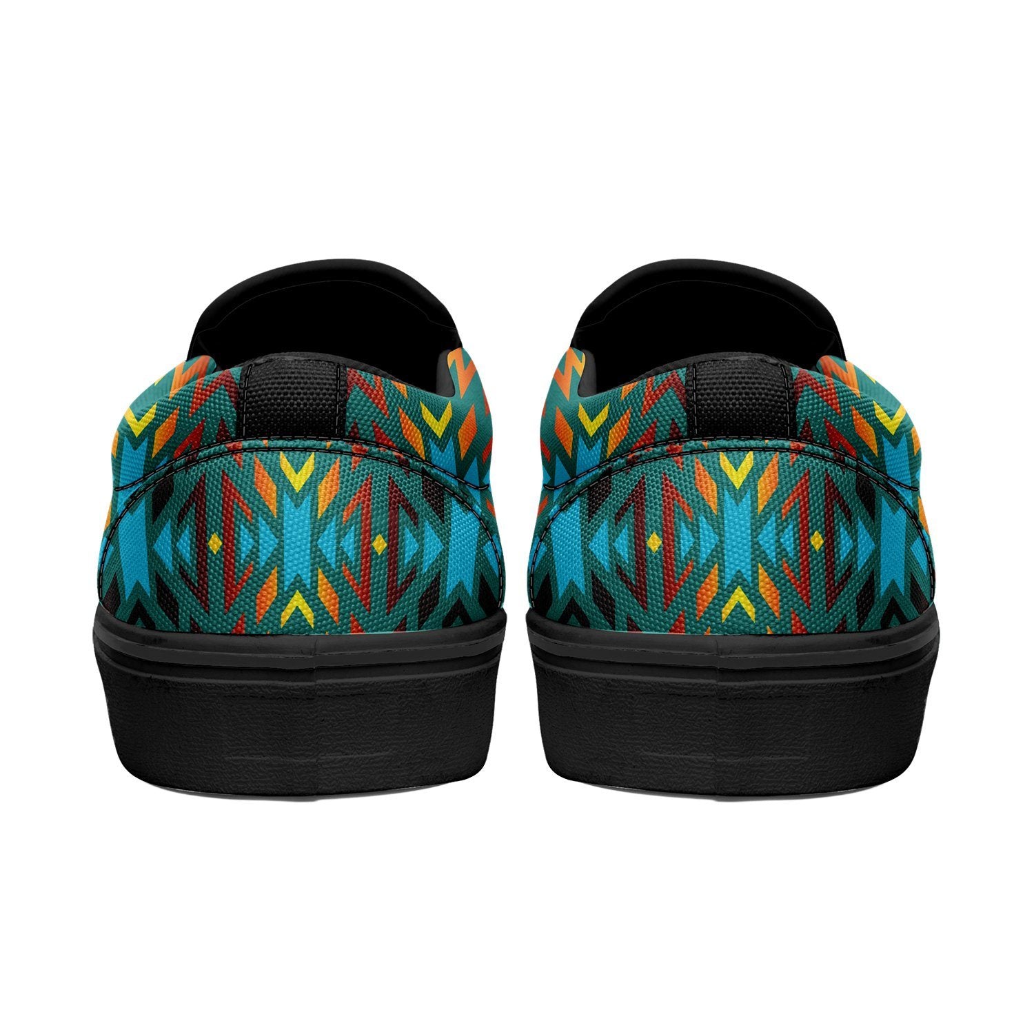 Fire Colors and Turquoise Teal Otoyimm Canvas Slip On Shoes 49 Dzine