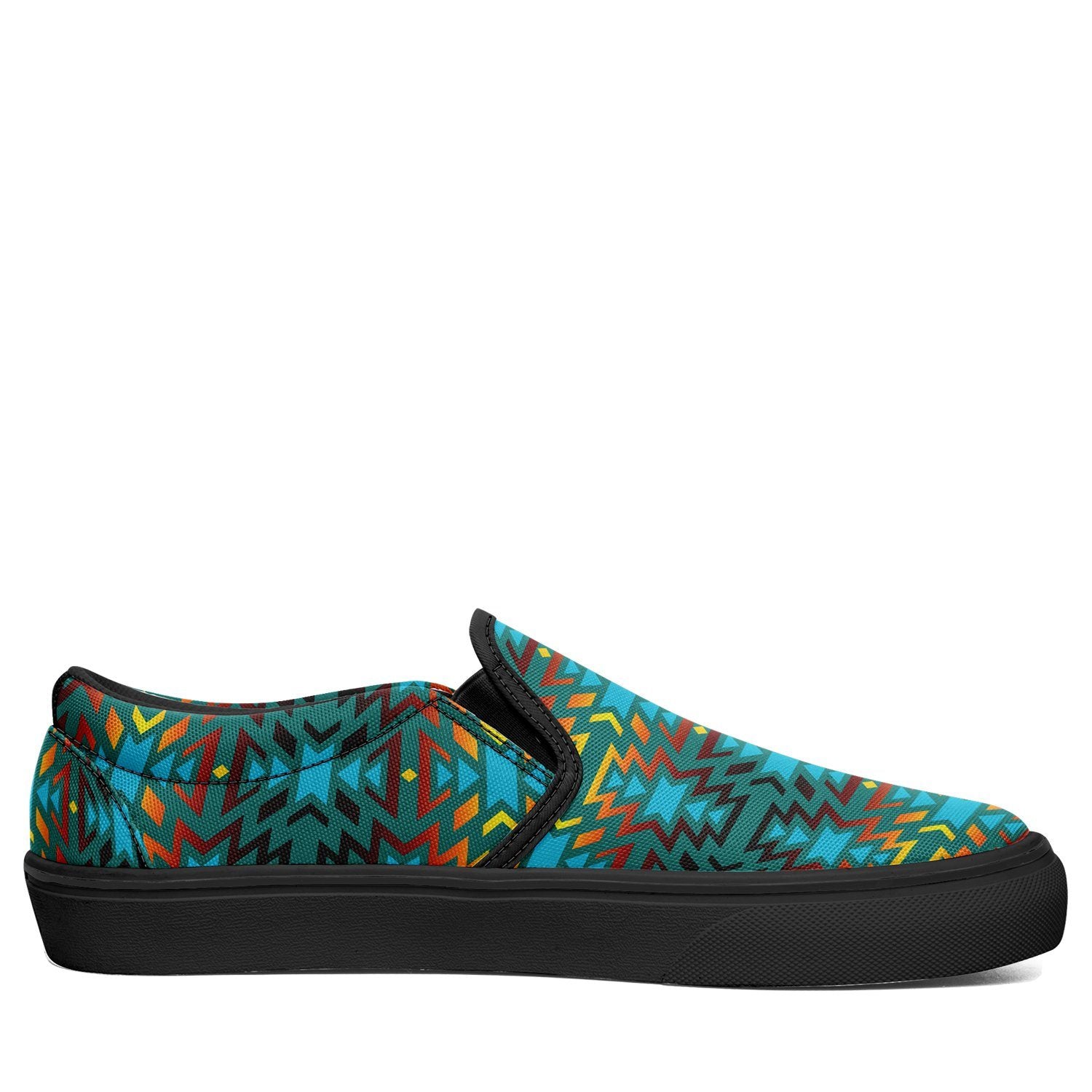 Fire Colors and Turquoise Teal Otoyimm Canvas Slip On Shoes 49 Dzine