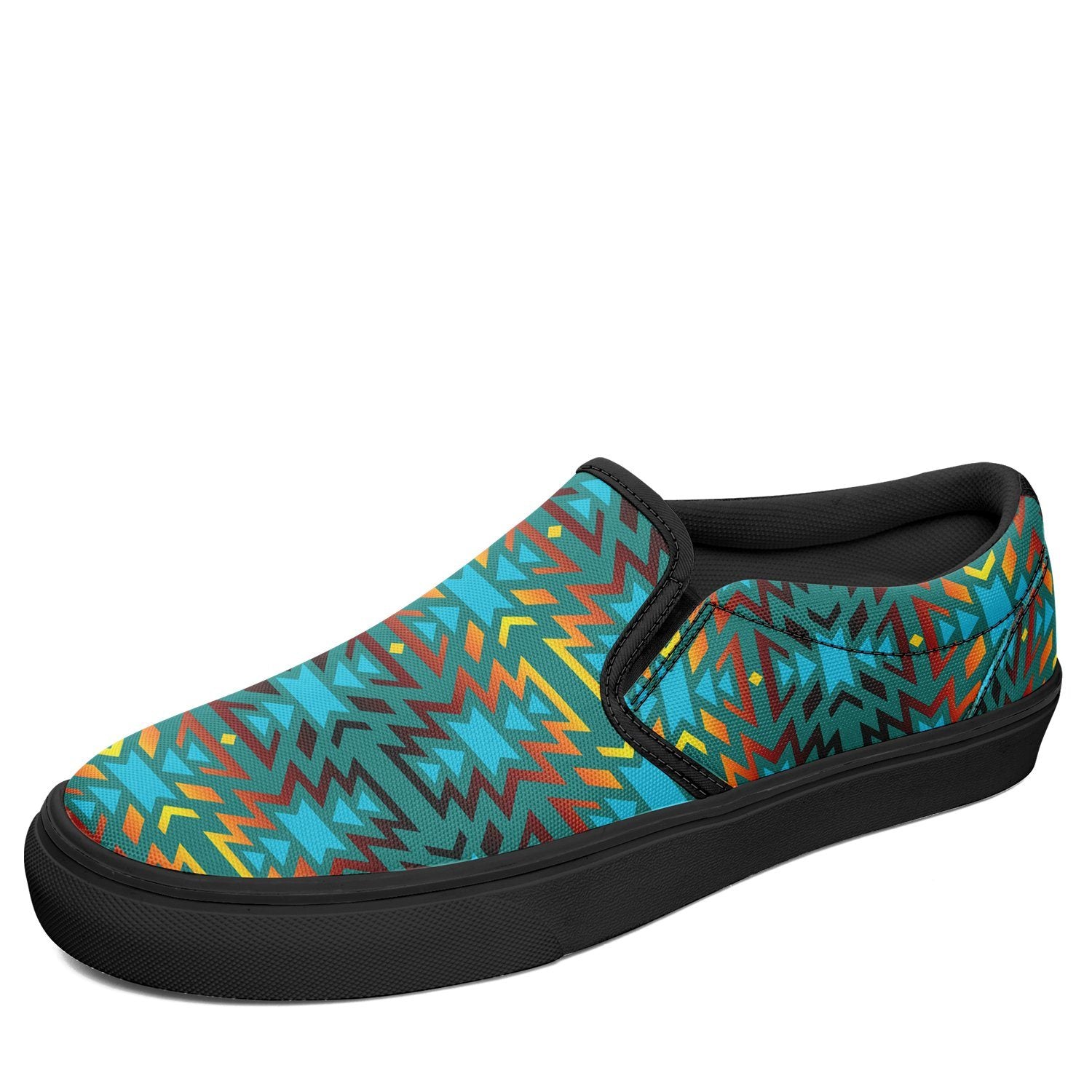 Fire Colors and Turquoise Teal Otoyimm Canvas Slip On Shoes 49 Dzine