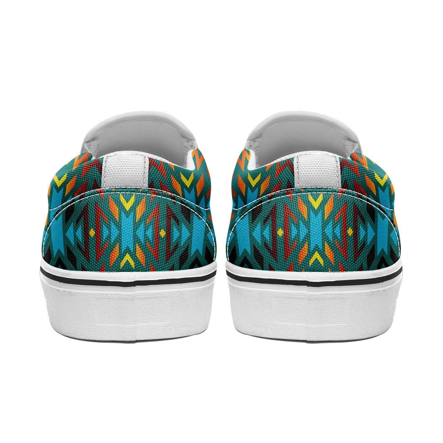 Fire Colors and Turquoise Teal Otoyimm Kid's Canvas Slip On Shoes 49 Dzine