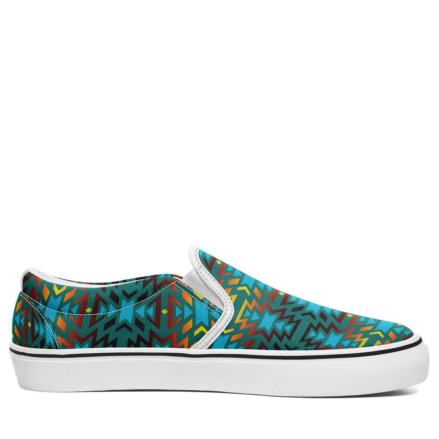 Fire Colors and Turquoise Teal Otoyimm Kid's Canvas Slip On Shoes 49 Dzine
