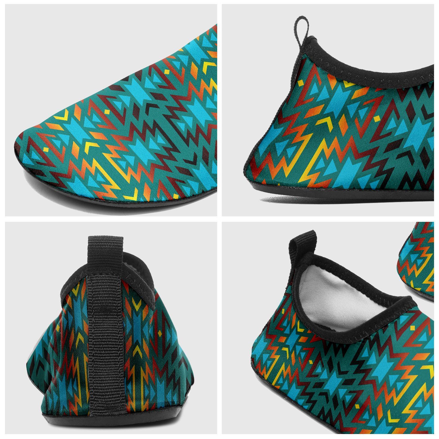 Fire Colors and Turquoise Teal Sockamoccs Slip On Shoes 49 Dzine