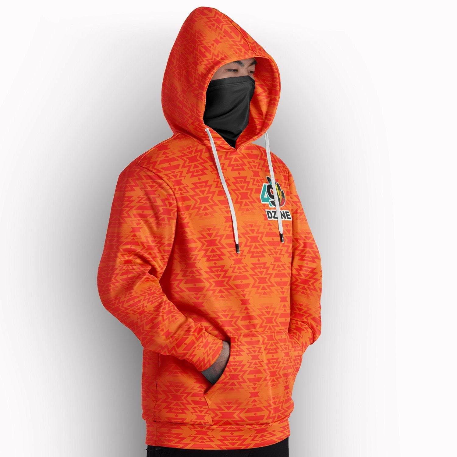 Fire Colors Orange Hoodie with Face Cover Hoodie with Face Cover Herman