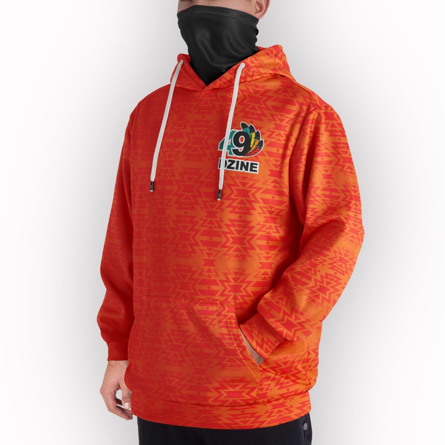 Fire Colors Orange Hoodie with Face Cover Hoodie with Face Cover Herman