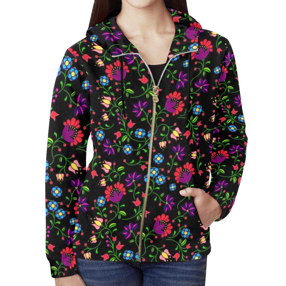 Fleur Indigine All Over Print Full Zip Hoodie for Women (Model H14) All Over Print Full Zip Hoodie for Women (H14) e-joyer