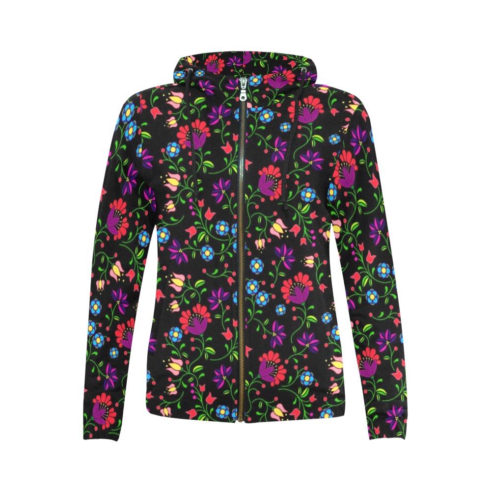 Fleur Indigine All Over Print Full Zip Hoodie for Women (Model H14) All Over Print Full Zip Hoodie for Women (H14) e-joyer