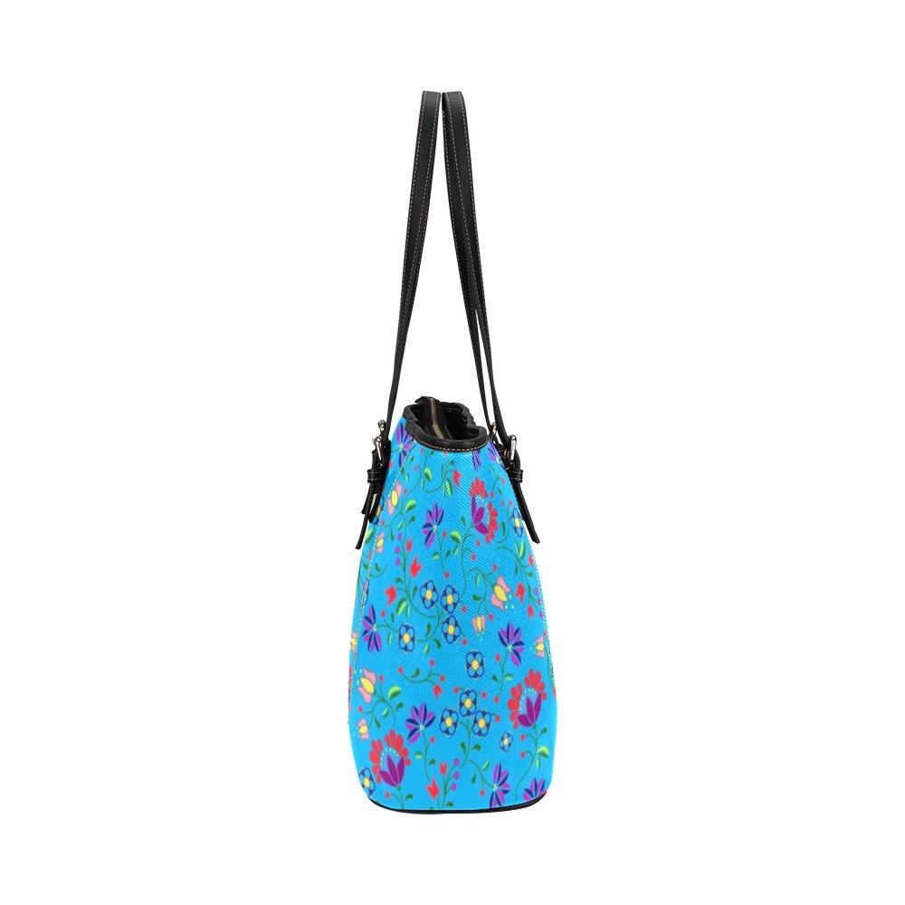 Fleur Indigine Ciel Leather Tote Bag/Large (Model 1640) Leather Tote Bag (1640) e-joyer
