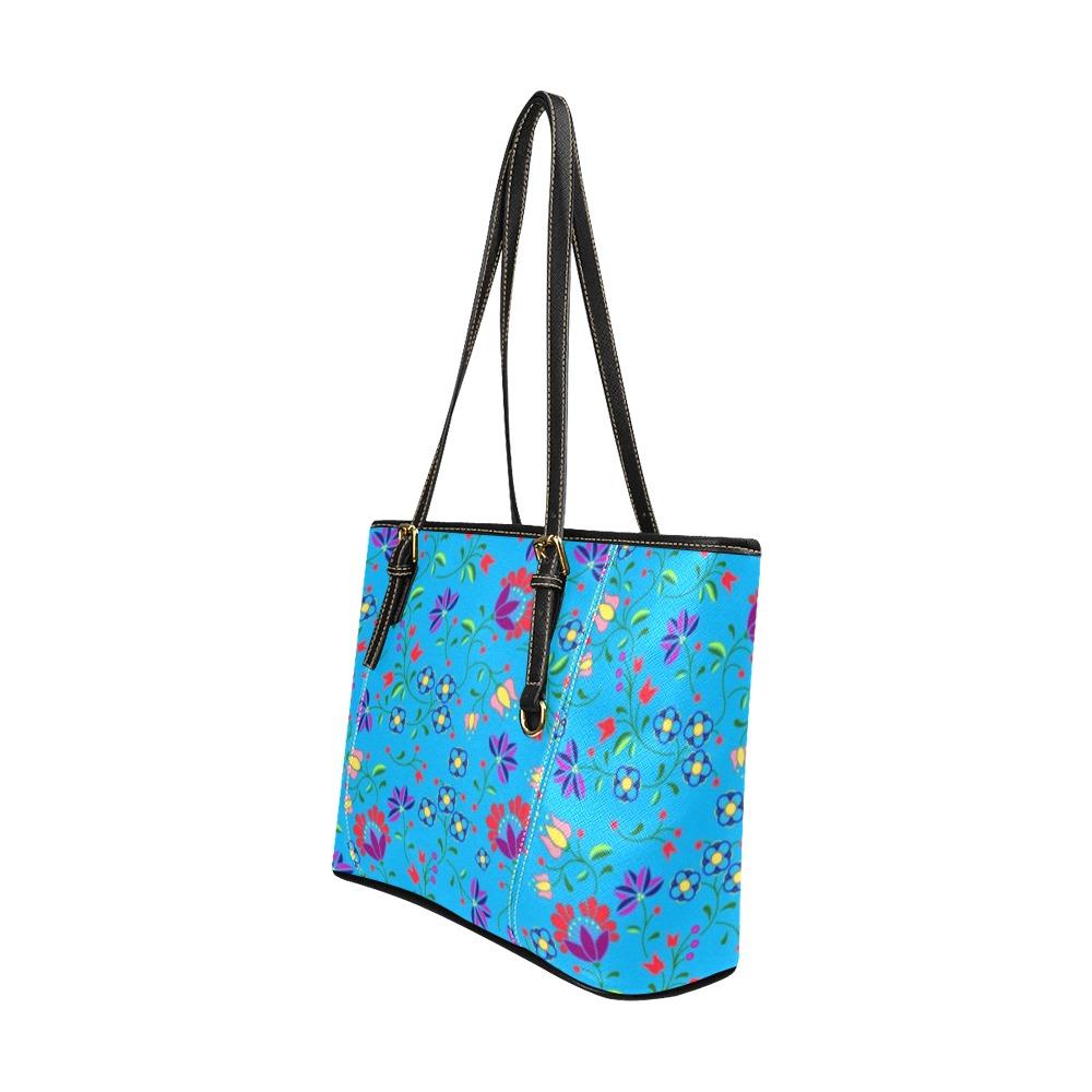 Fleur Indigine Ciel Leather Tote Bag/Large (Model 1640) Leather Tote Bag (1640) e-joyer