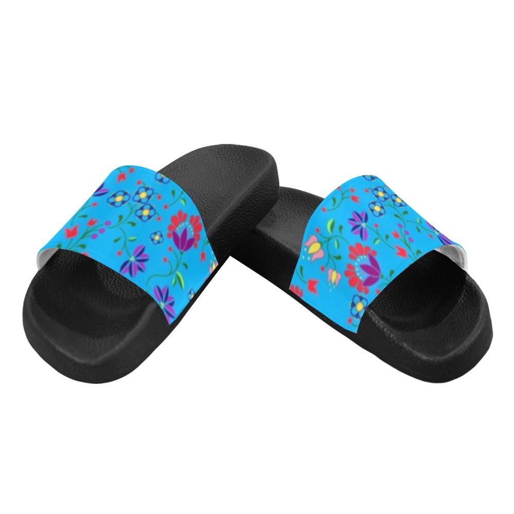 Fleur Indigine Ciel Men's Slide Sandals (Model 057) Men's Slide Sandals (057) e-joyer