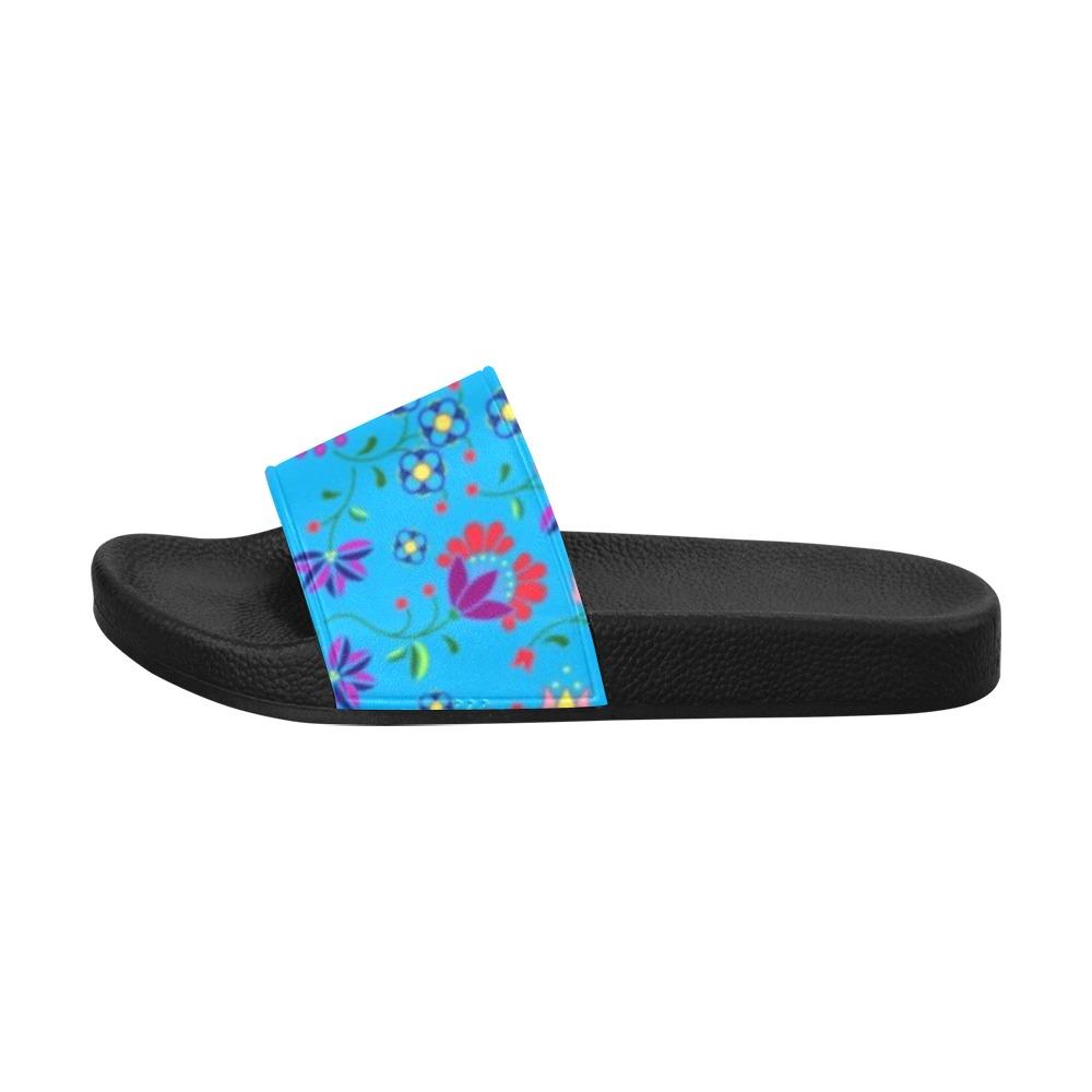 Fleur Indigine Ciel Men's Slide Sandals (Model 057) Men's Slide Sandals (057) e-joyer