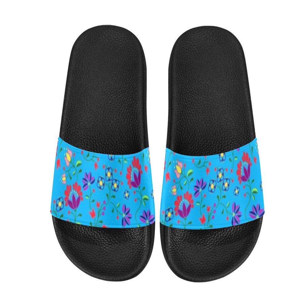 Fleur Indigine Ciel Men's Slide Sandals (Model 057) Men's Slide Sandals (057) e-joyer