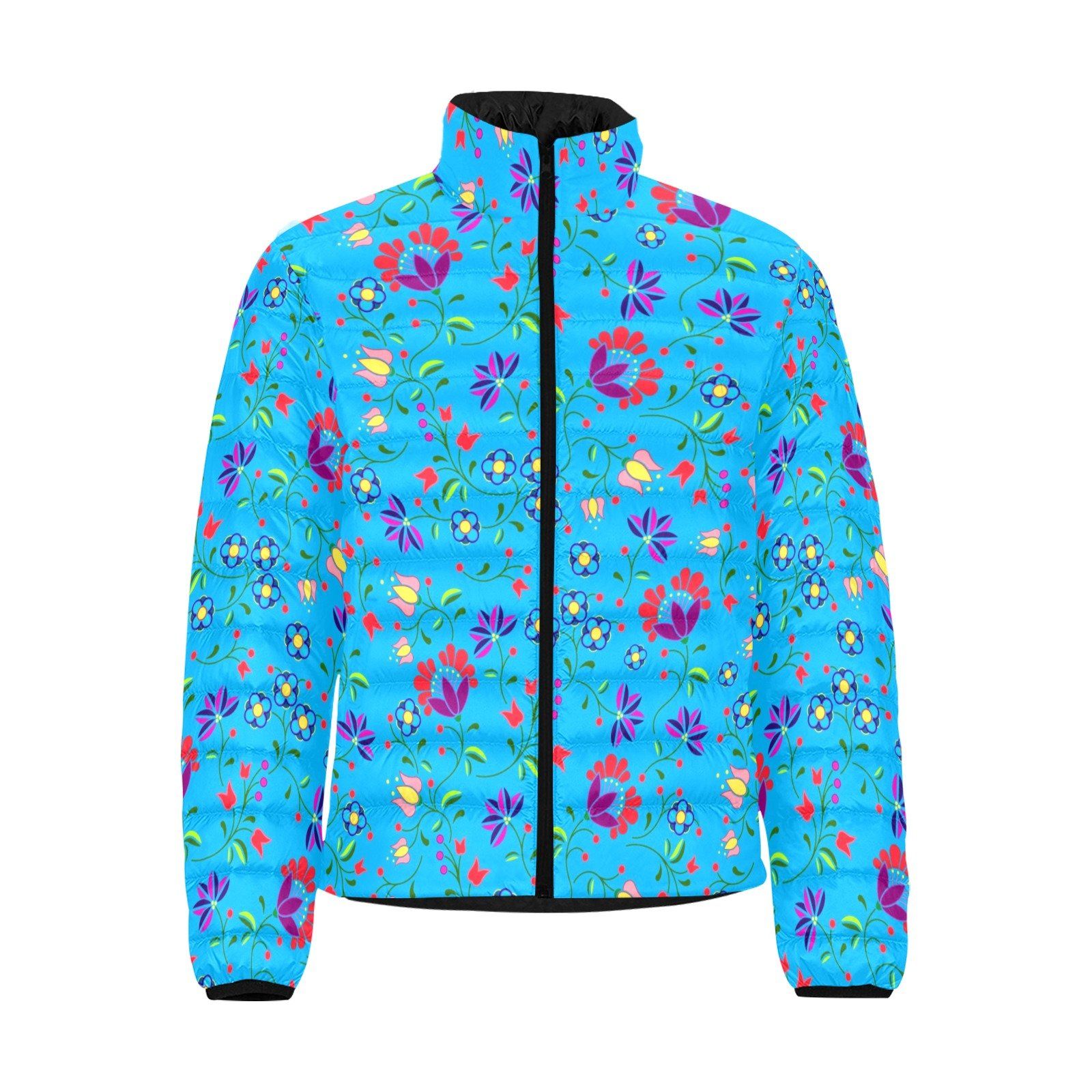 Fleur Indigine Ciel Unisex Stand Collar Padded Jacket Men's Stand Collar Padded Jacket (H41) e-joyer