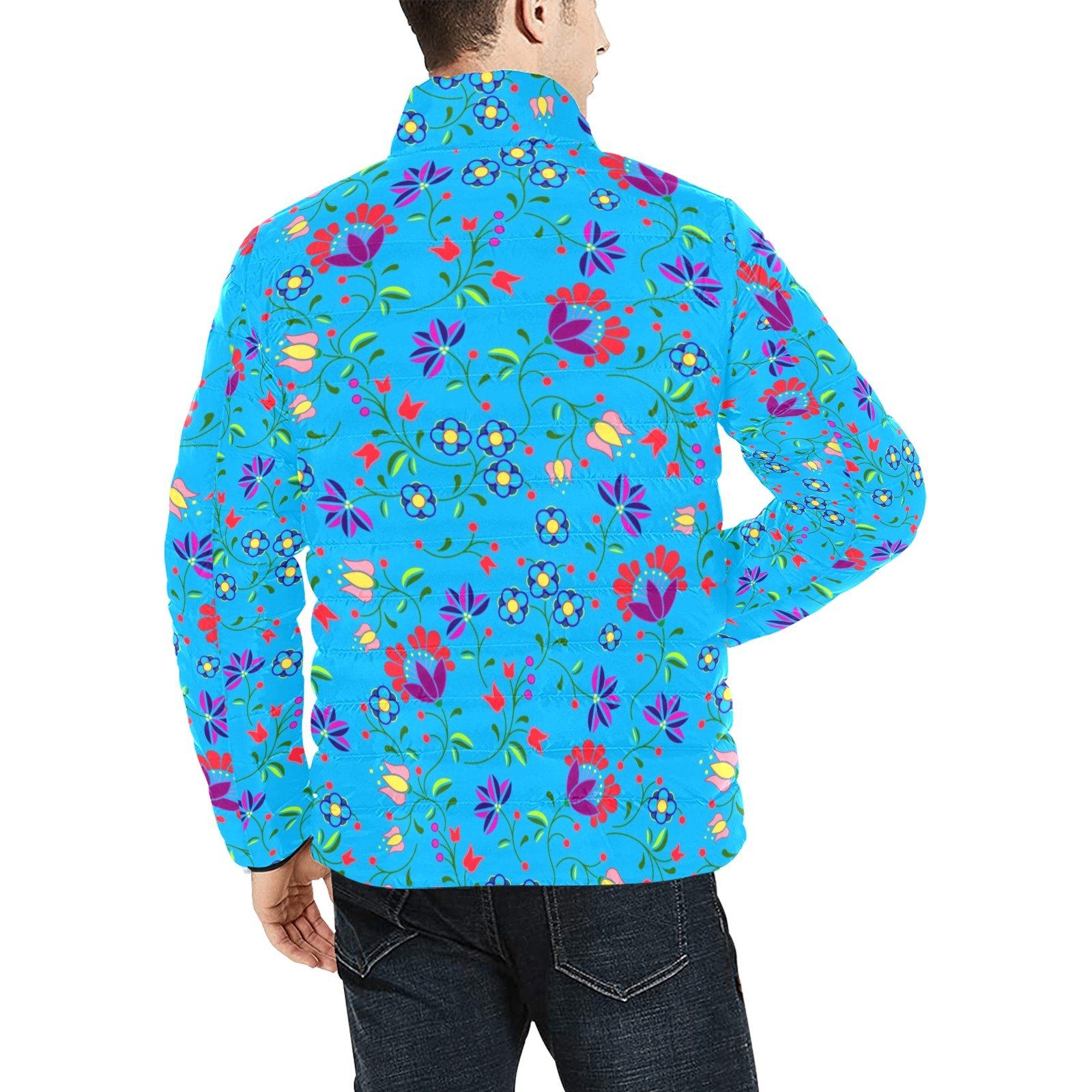 Fleur Indigine Ciel Unisex Stand Collar Padded Jacket Men's Stand Collar Padded Jacket (H41) e-joyer