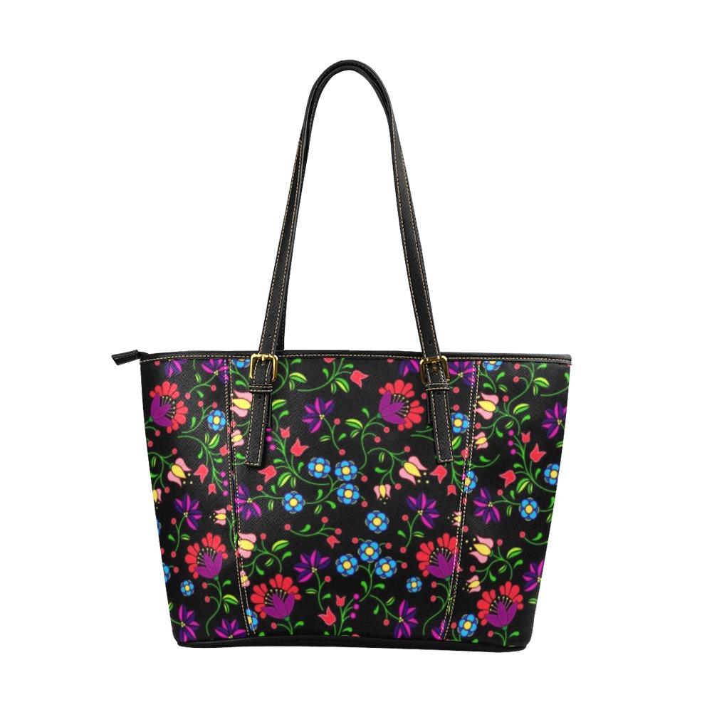 Fleur Indigine Leather Tote Bag/Large (Model 1640) Leather Tote Bag (1640) e-joyer