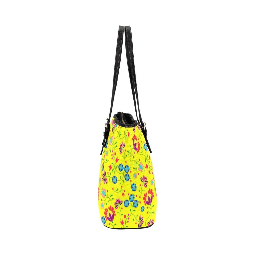Fleur Indigine Mais Leather Tote Bag/Large (Model 1640) Leather Tote Bag (1640) e-joyer