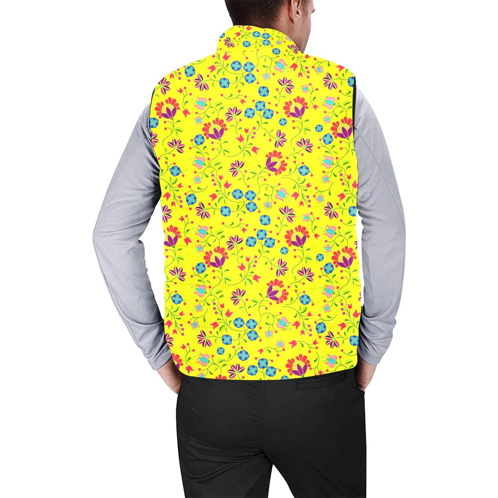 Fleur Indigine Mais Men's Padded Vest Jacket (Model H44) Men's Padded Vest Jacket (H44) e-joyer