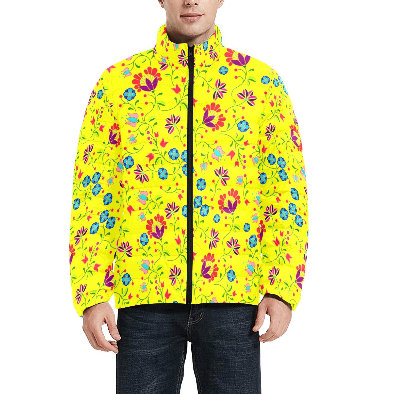Fleur Indigine Mais Unisex Stand Collar Padded Jacket Men's Stand Collar Padded Jacket (H41) e-joyer