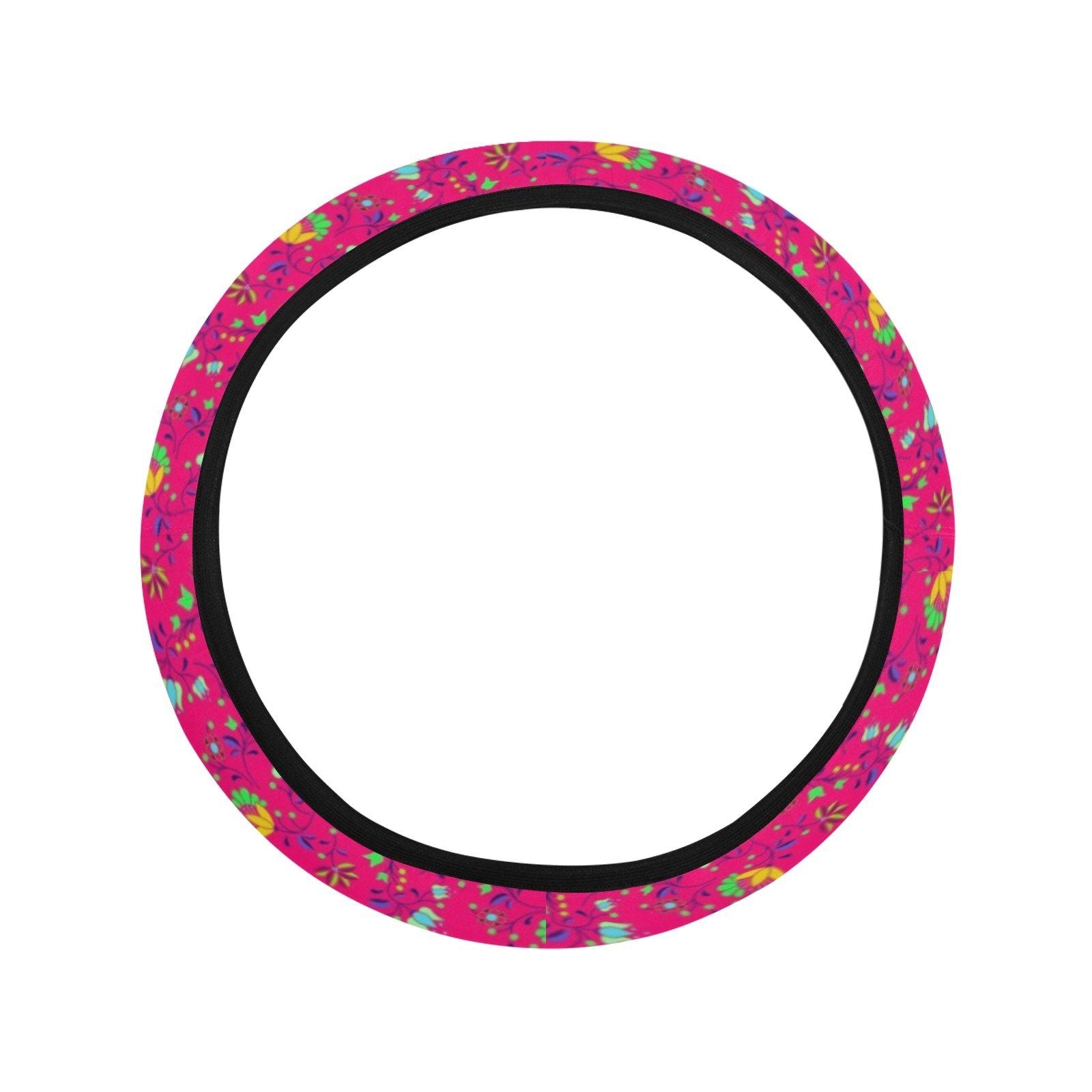 Fleur Indigine Rouge Steering Wheel Cover with Elastic Edge Steering Wheel Cover with Elastic Edge e-joyer