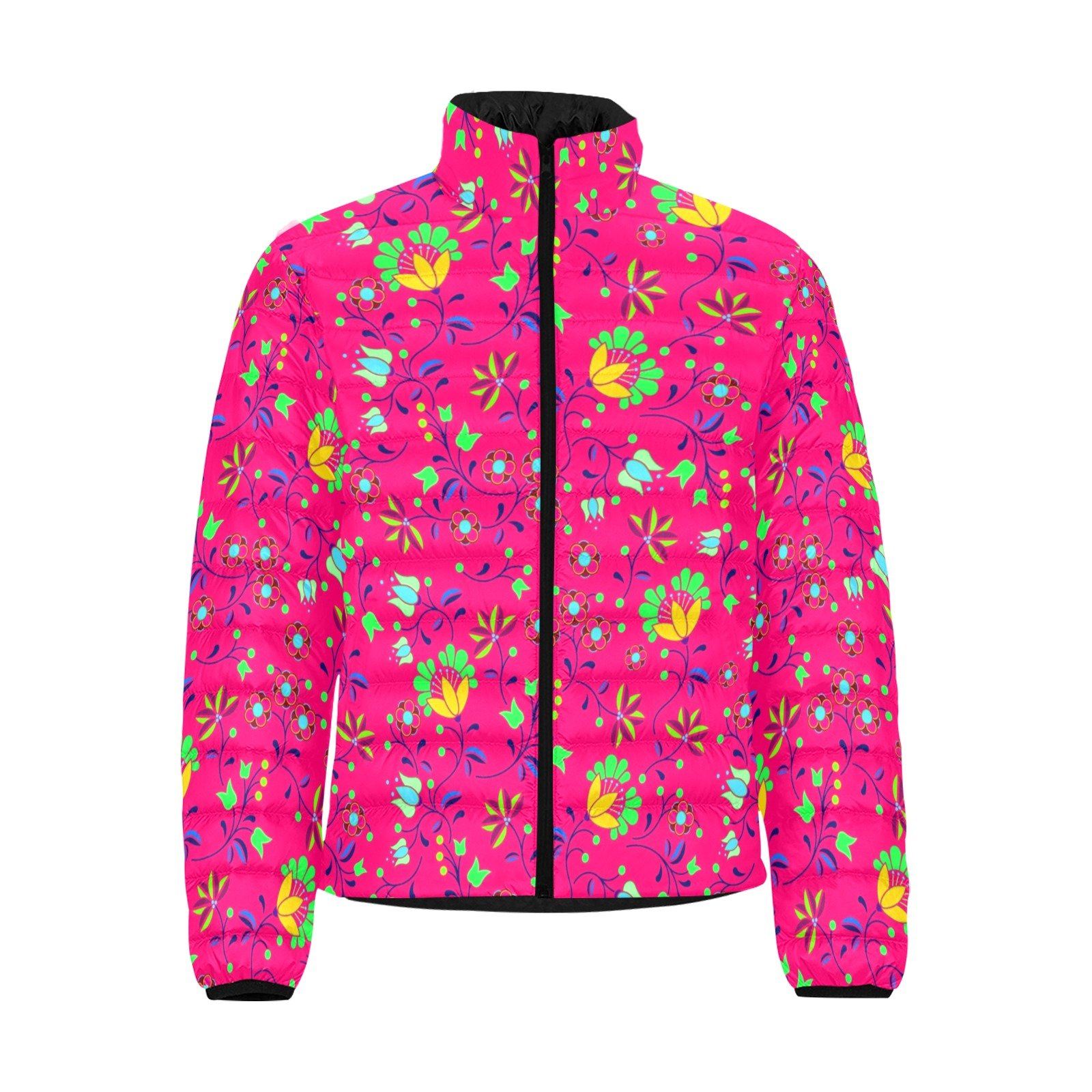 Fleur Indigine Rouge Unisex Stand Collar Padded Jacket Men's Stand Collar Padded Jacket (H41) e-joyer