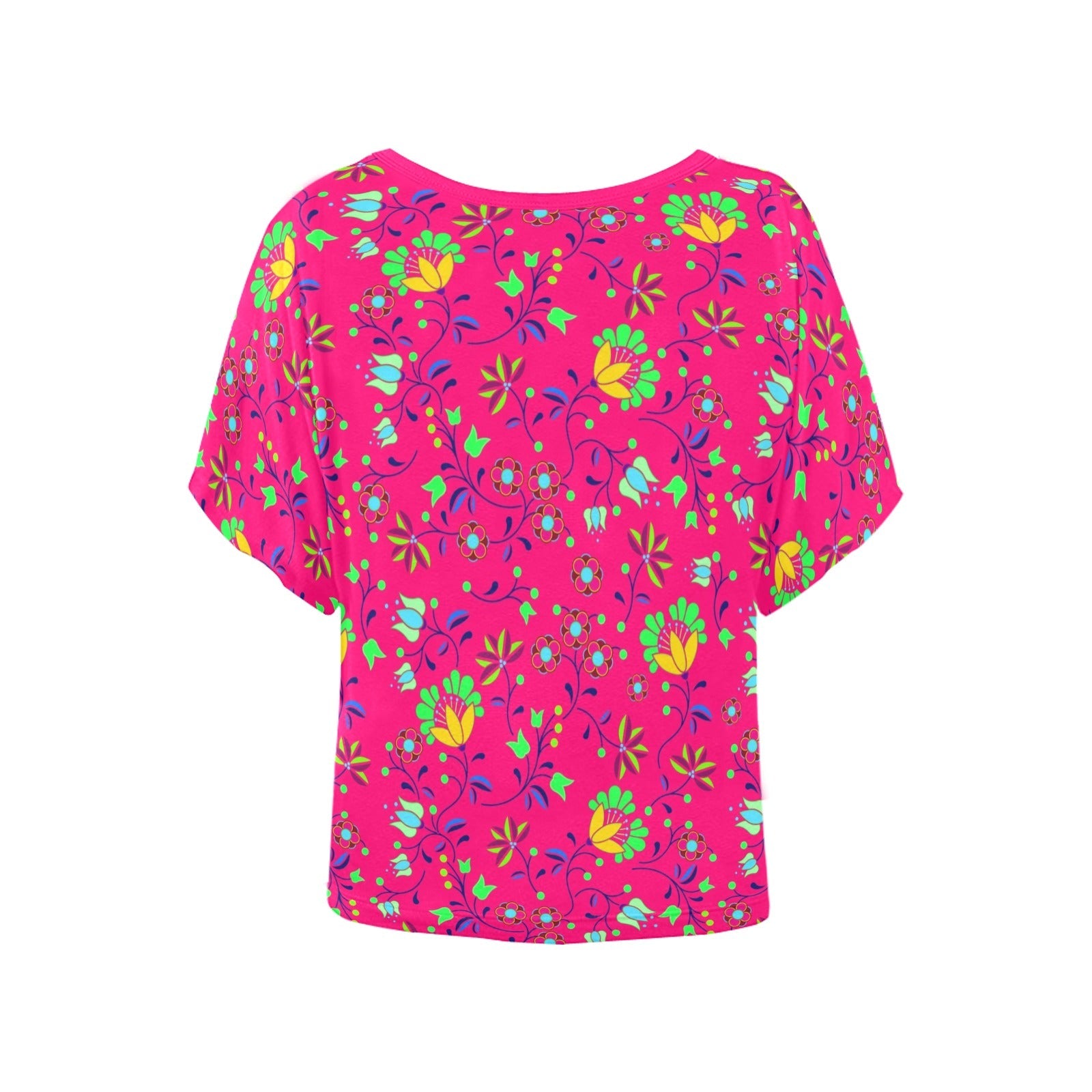 Fleur Indigine Rouge Women's Batwing-Sleeved Blouse T shirt (Model T44) Women's Batwing-Sleeved Blouse T shirt (T44) e-joyer