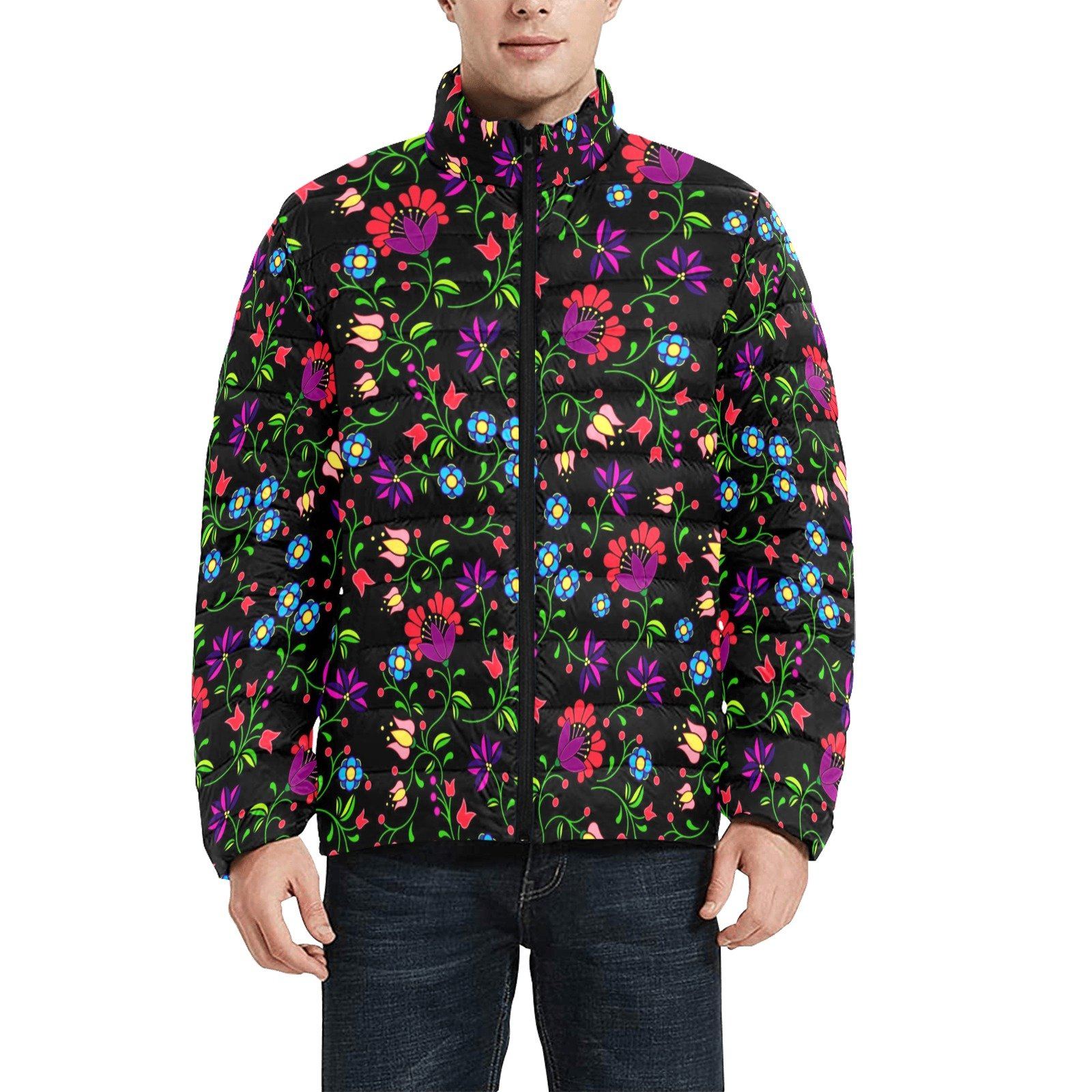 Fleur Indigine Unisex Stand Collar Padded Jacket Men's Stand Collar Padded Jacket (H41) e-joyer