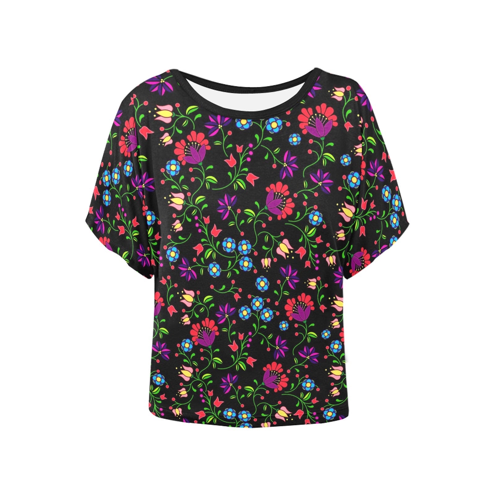 Fleur Indigine Women's Batwing-Sleeved Blouse T shirt (Model T44) Women's Batwing-Sleeved Blouse T shirt (T44) e-joyer