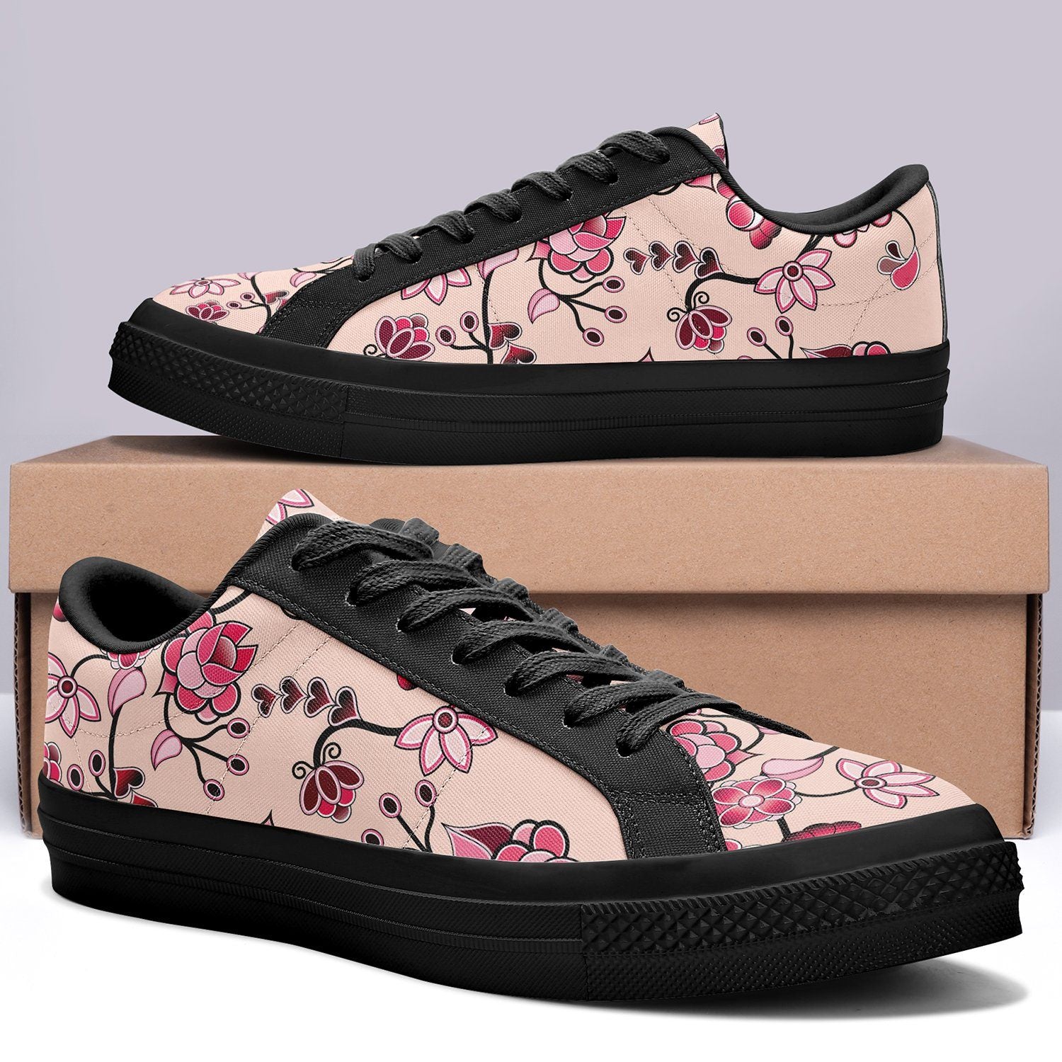 Floral Amour Aapisi Low Top Canvas Shoes Black Sole aapisi Herman