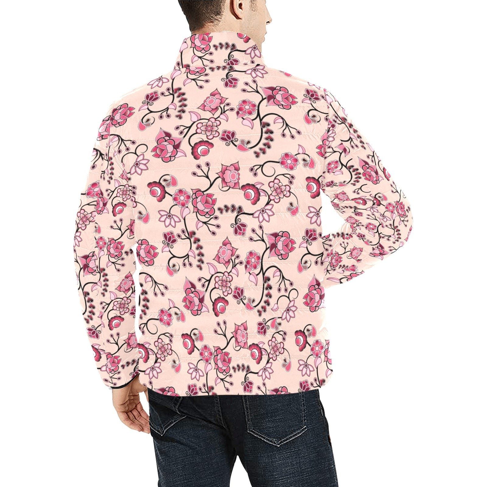 Floral Amour Unisex Stand Collar Padded Jacket Men's Stand Collar Padded Jacket (H41) e-joyer