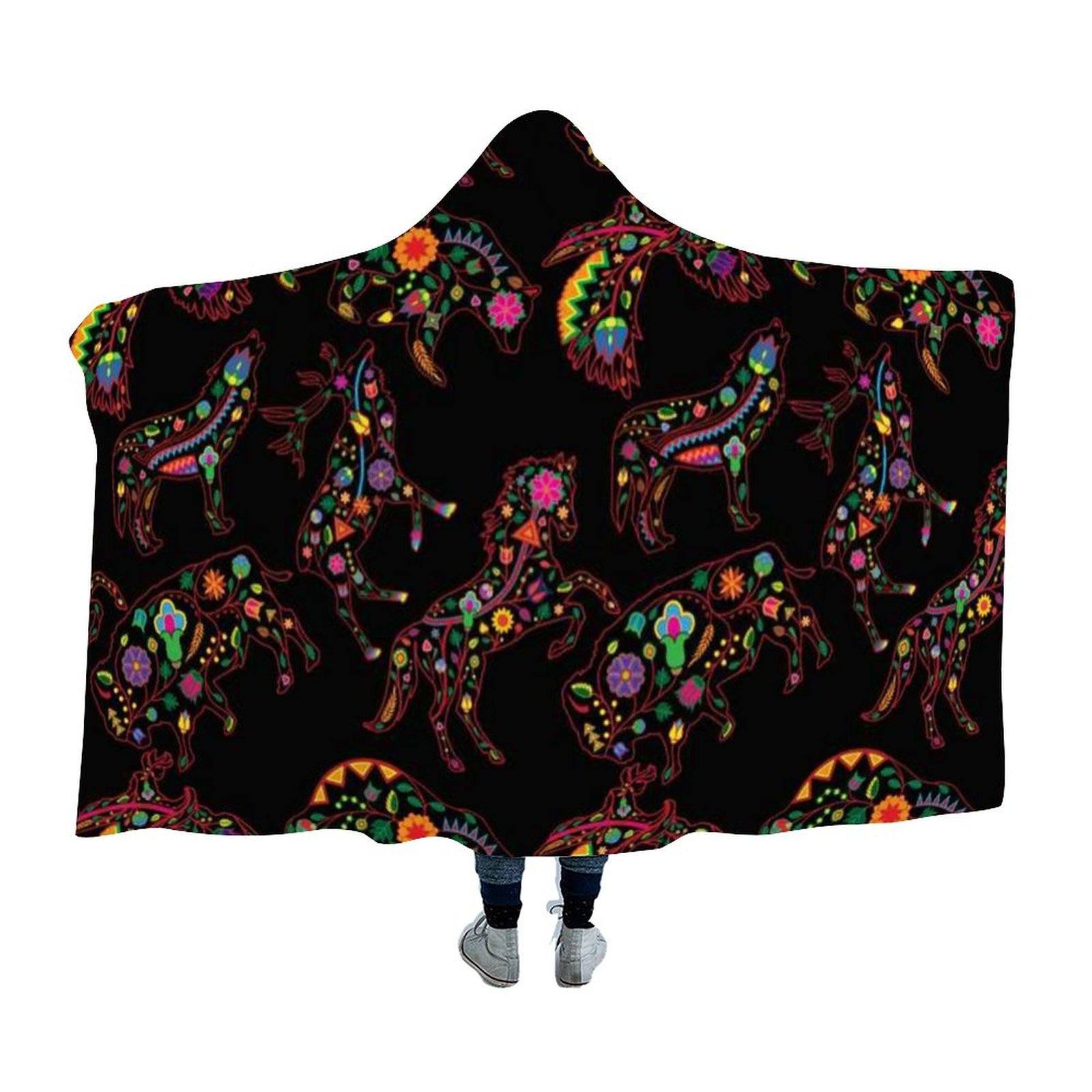 Floral Animals Hooded Blanket 49 Dzine