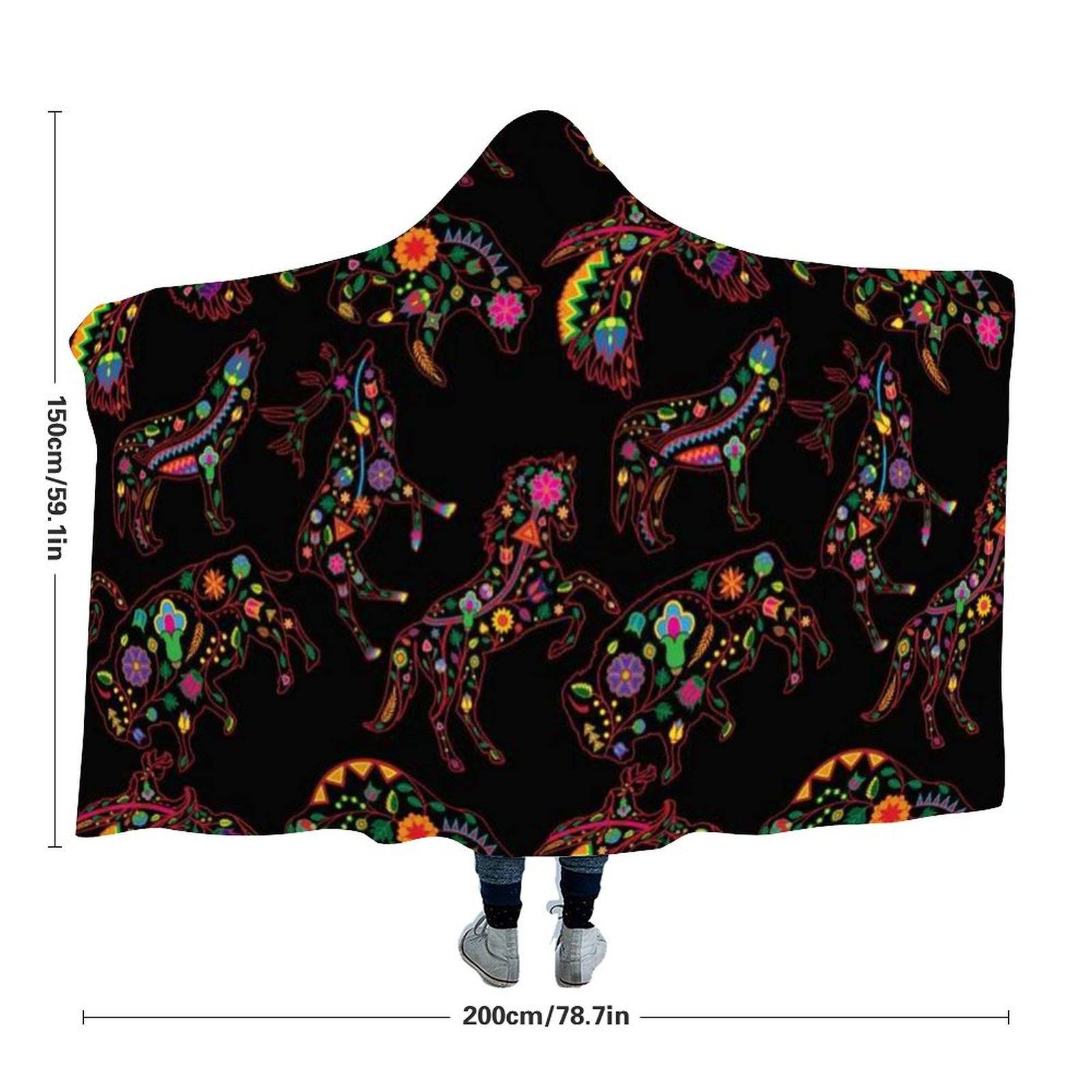 Floral Animals Hooded Blanket 49 Dzine