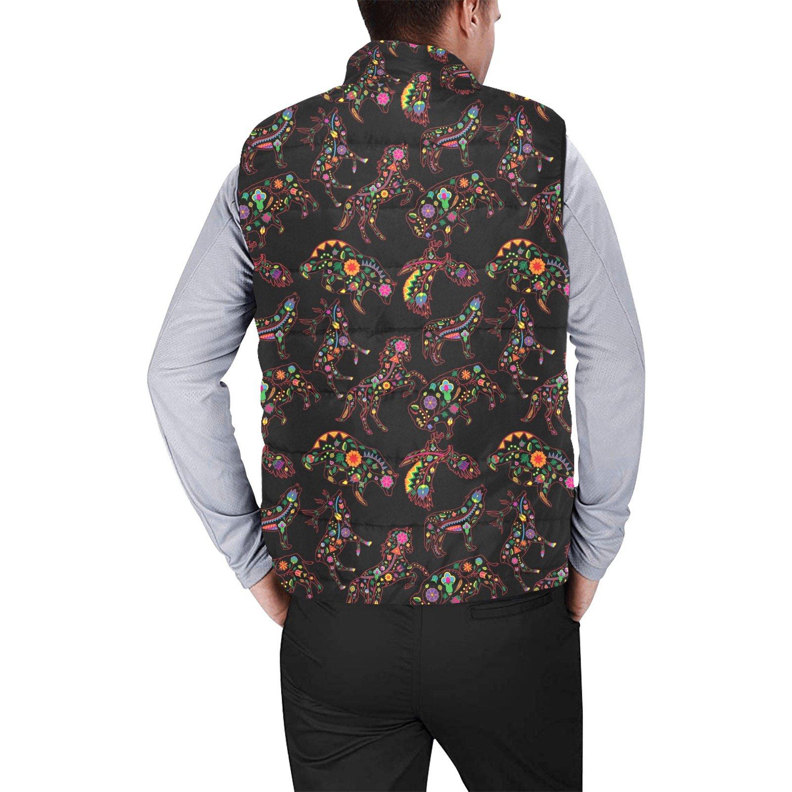 Floral Animals Men's Padded Vest Jacket (Model H44) Men's Padded Vest Jacket (H44) e-joyer