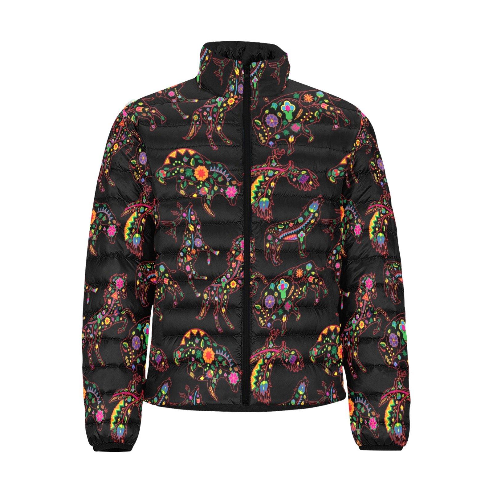 Floral Animals Men's Stand Collar Padded Jacket (Model H41) Men's Stand Collar Padded Jacket (H41) e-joyer