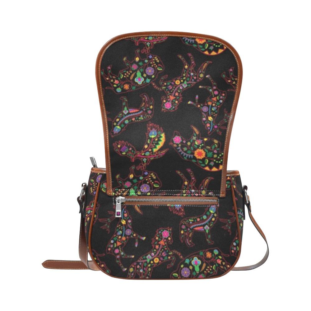 Floral Animals Saddle Bag/Small (Model 1649) Full Customization bag e-joyer