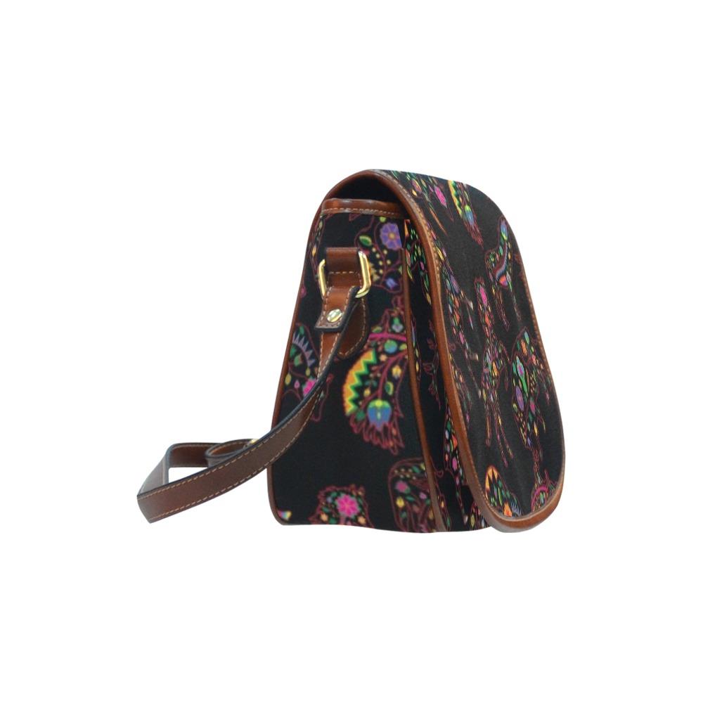 Floral Animals Saddle Bag/Small (Model 1649) Full Customization bag e-joyer