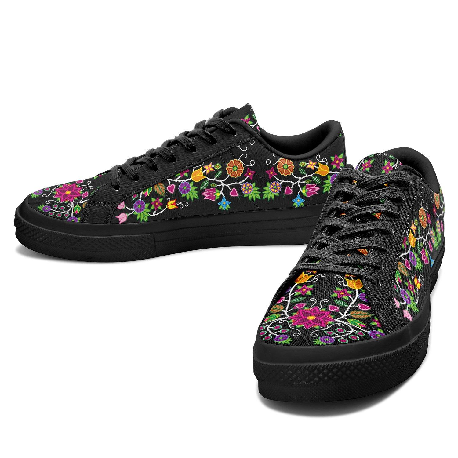 Floral Beadwork - 01 Aapisi Low Top Canvas Shoes Black Sole 49 Dzine