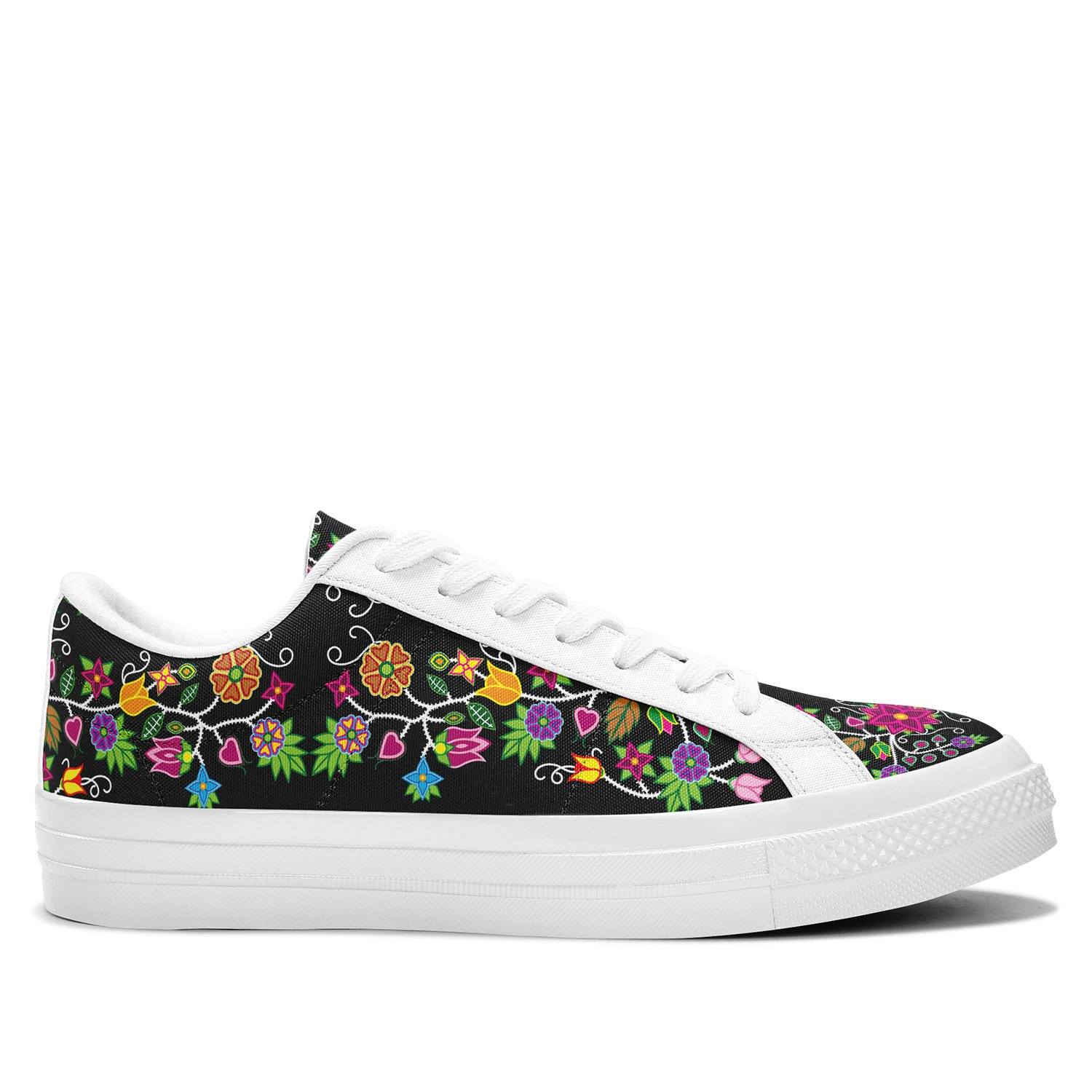 Floral Beadwork - 01 Aapisi Low Top Canvas Shoes White Sole 49 Dzine