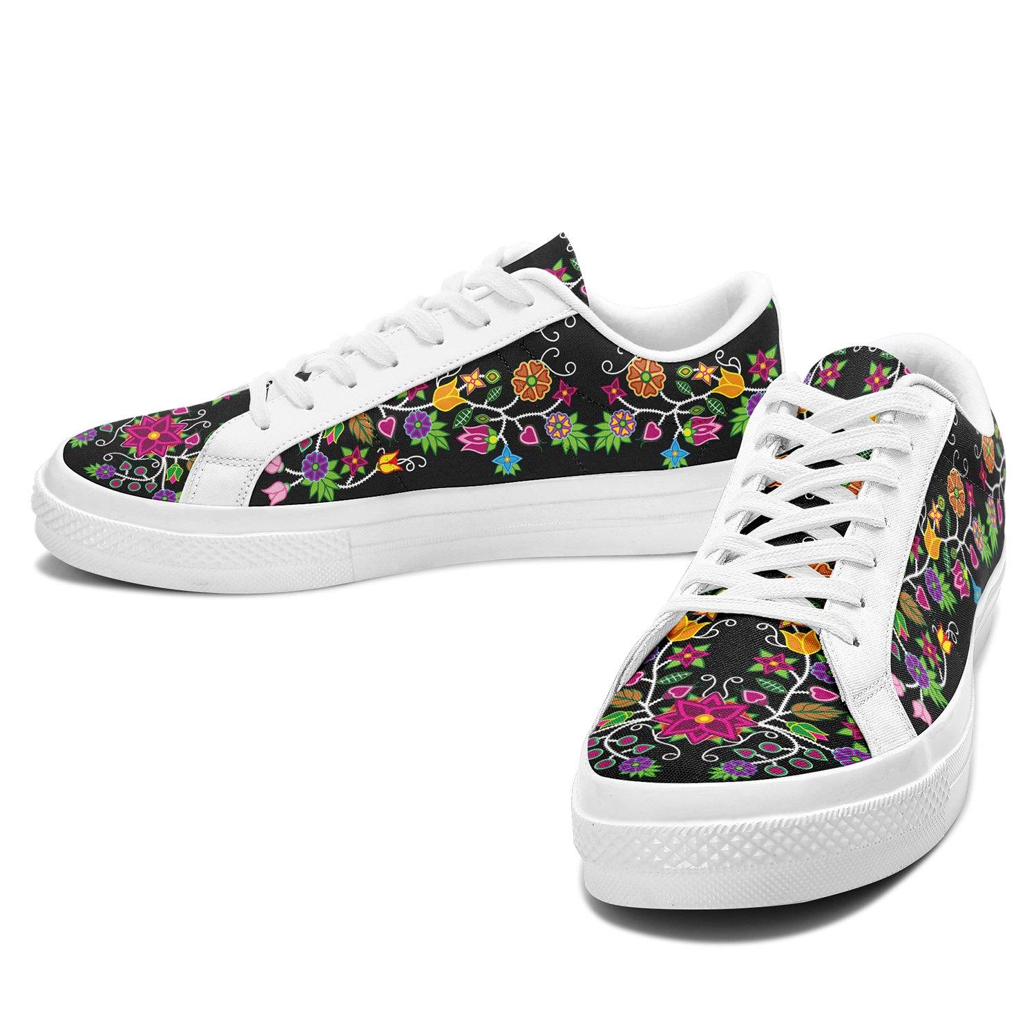 Floral Beadwork - 01 Aapisi Low Top Canvas Shoes White Sole 49 Dzine