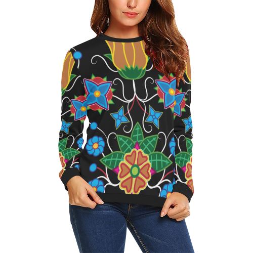 Floral Beadwork-02 All Over Print Crewneck Sweatshirt for Women (Model H18) Crewneck Sweatshirt for Women (H18) e-joyer