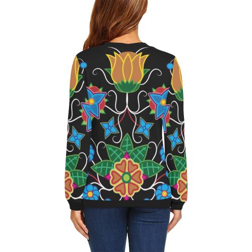 Floral Beadwork-02 All Over Print Crewneck Sweatshirt for Women (Model H18) Crewneck Sweatshirt for Women (H18) e-joyer